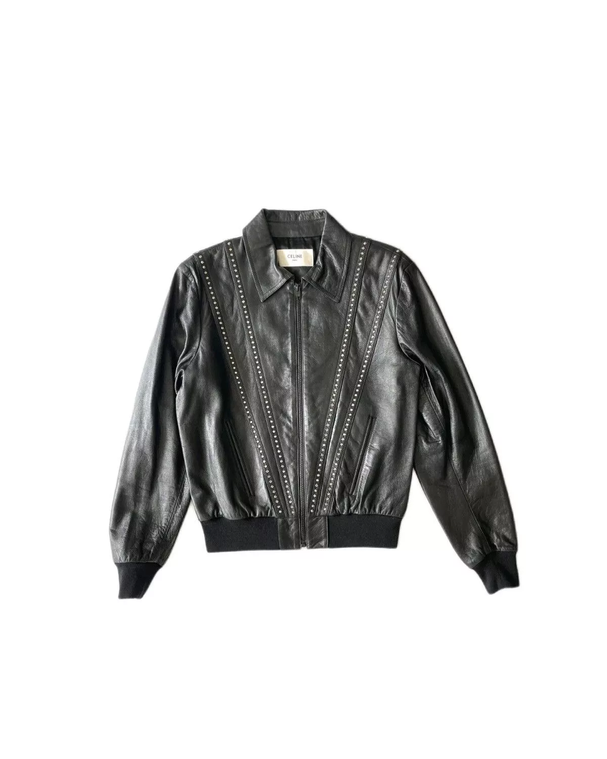 Celine Leather Jackets Celine Rhinestone Leather Jacket Black