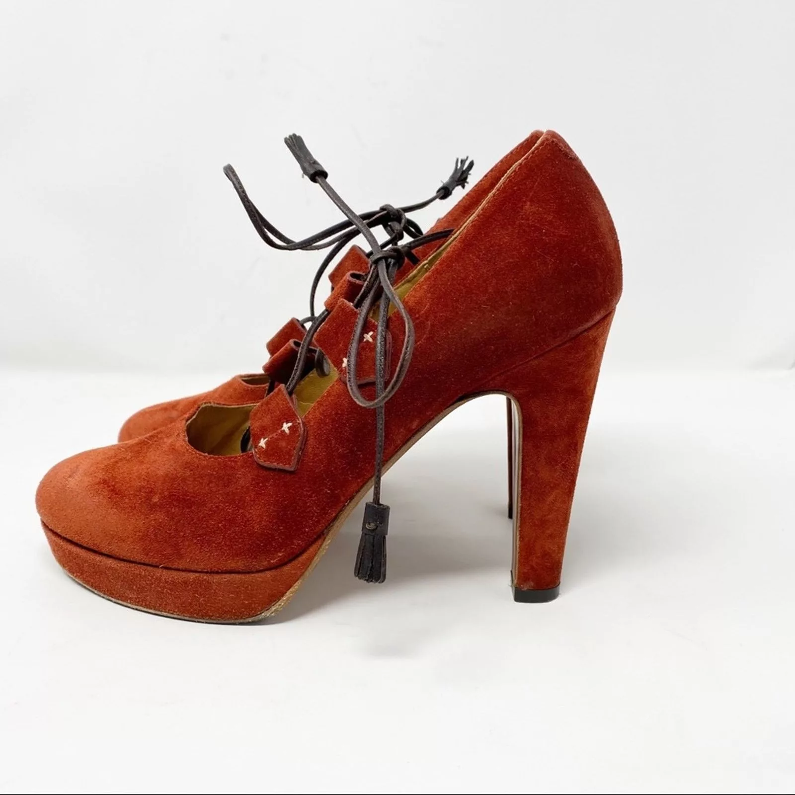 Rag & Bone Heels RAG & BONE Bailey Suede Platform Heels in Size 40 Red