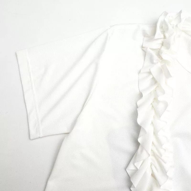 Comme des Garcons Homme Short Sleeve T Shirts Comme des Garcons Homme Short Sleeve Ruffle Decoration Printed Cotton White