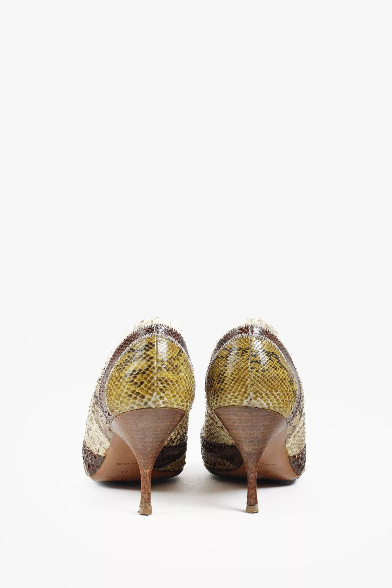 Prada Heels Prada Brown Patchwork Python D'Orsay Pumps Multi