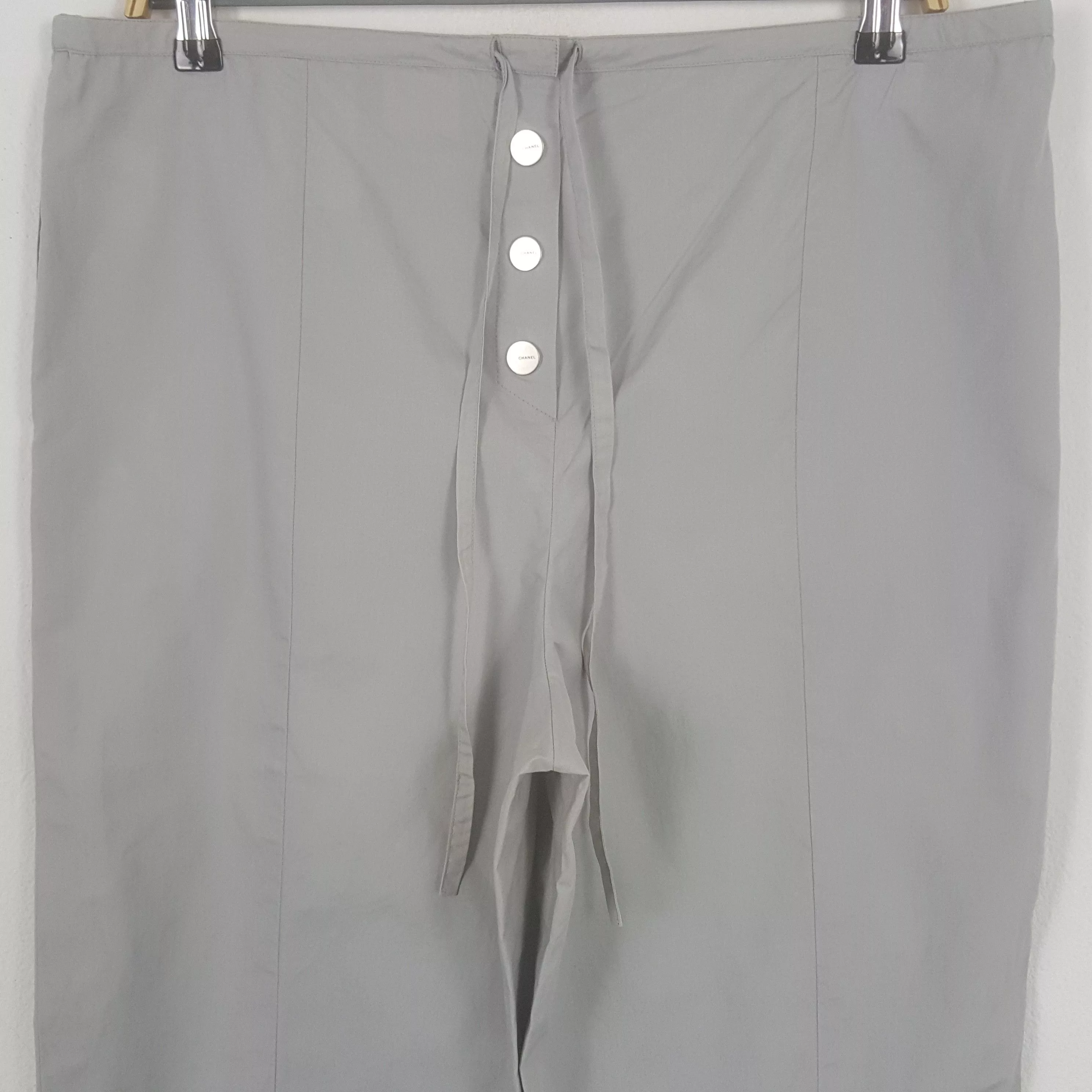 Chanel Casual Pants Vintage Chanel Button Pants Gray Luxury