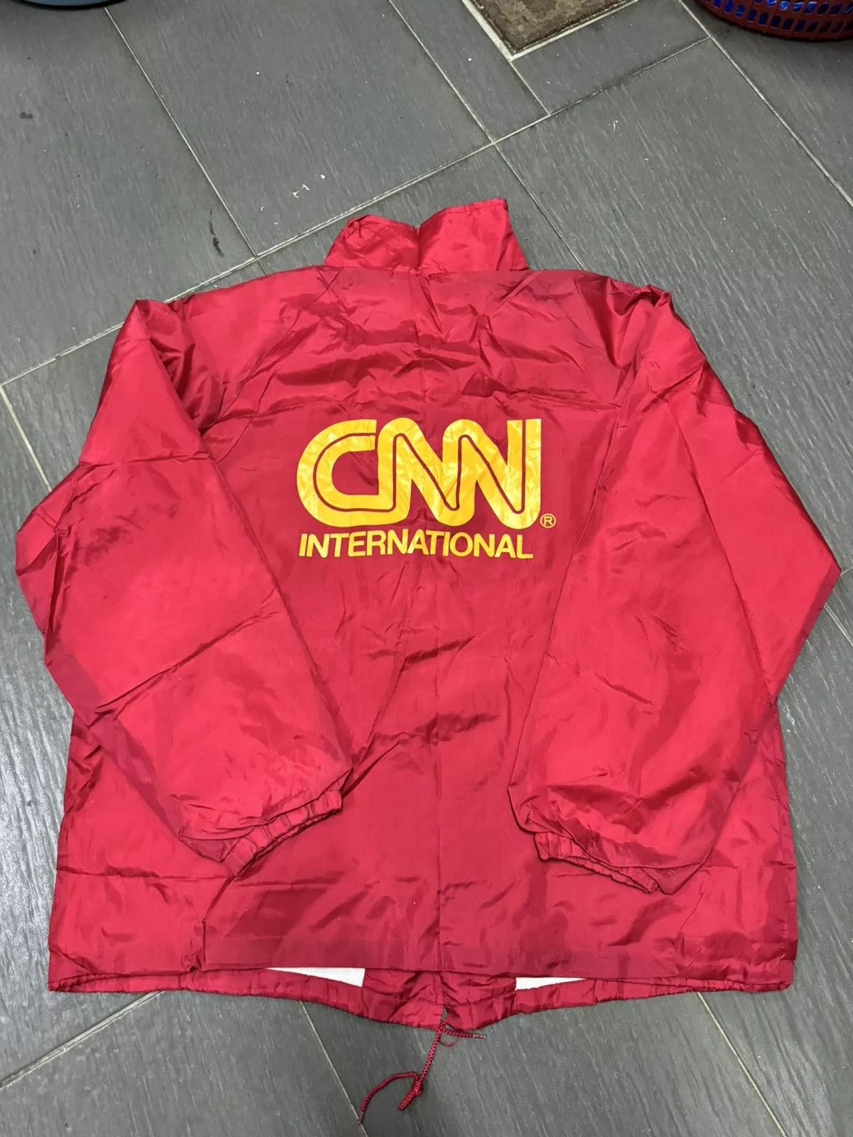Vintage Light Jackets VINTAGE 90’S CNN COACH JACKET Red