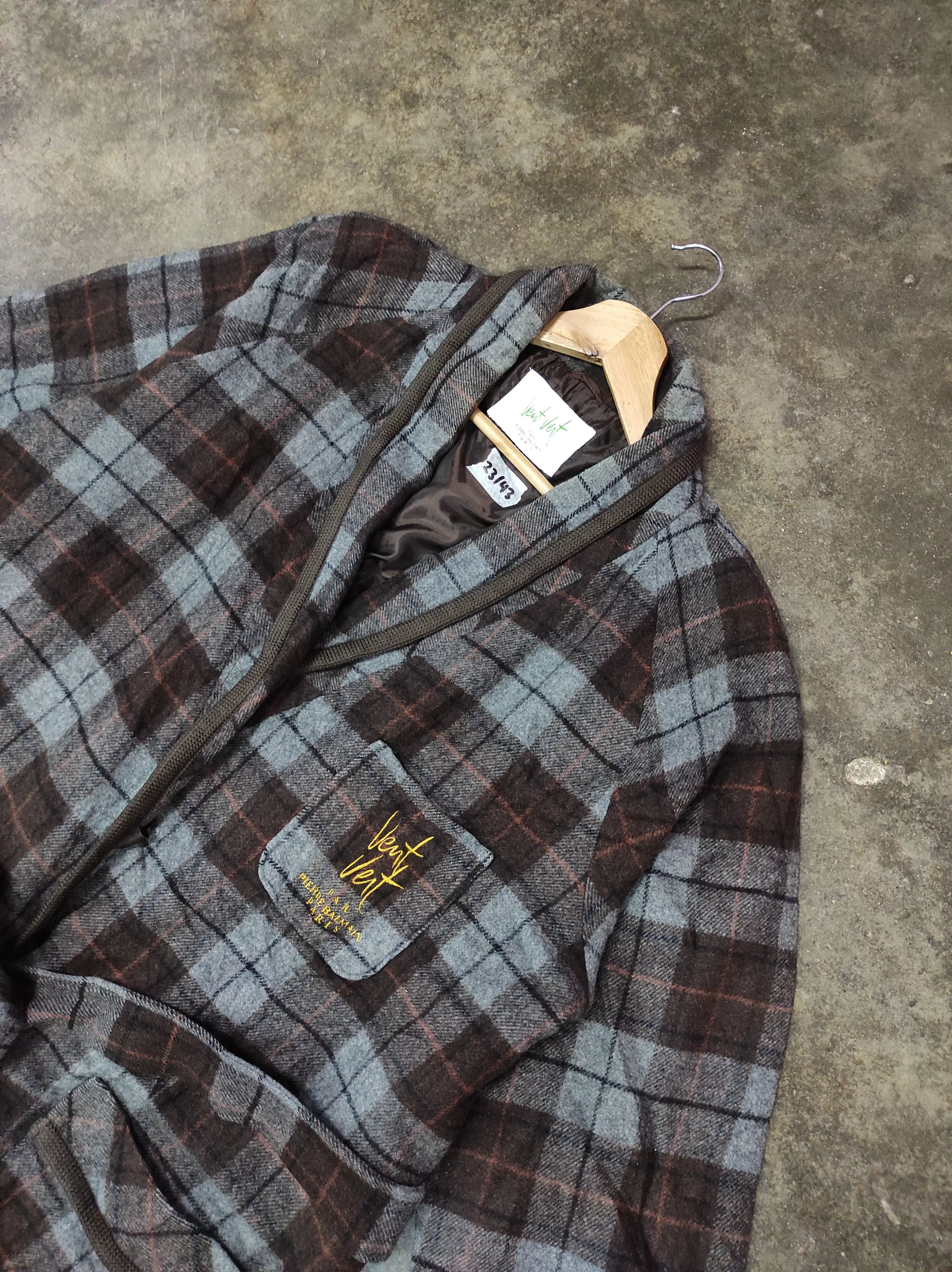 Pierre Balmain Cloaks Capes VENT VENT PAR PIERRE BALMAIN PARIS PLAID ROBE JACKET Multi Vintage