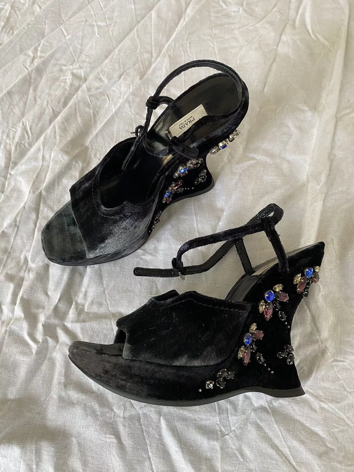 Prada Sandals vintage podium platform sandals Prada Fall 2004 Gray