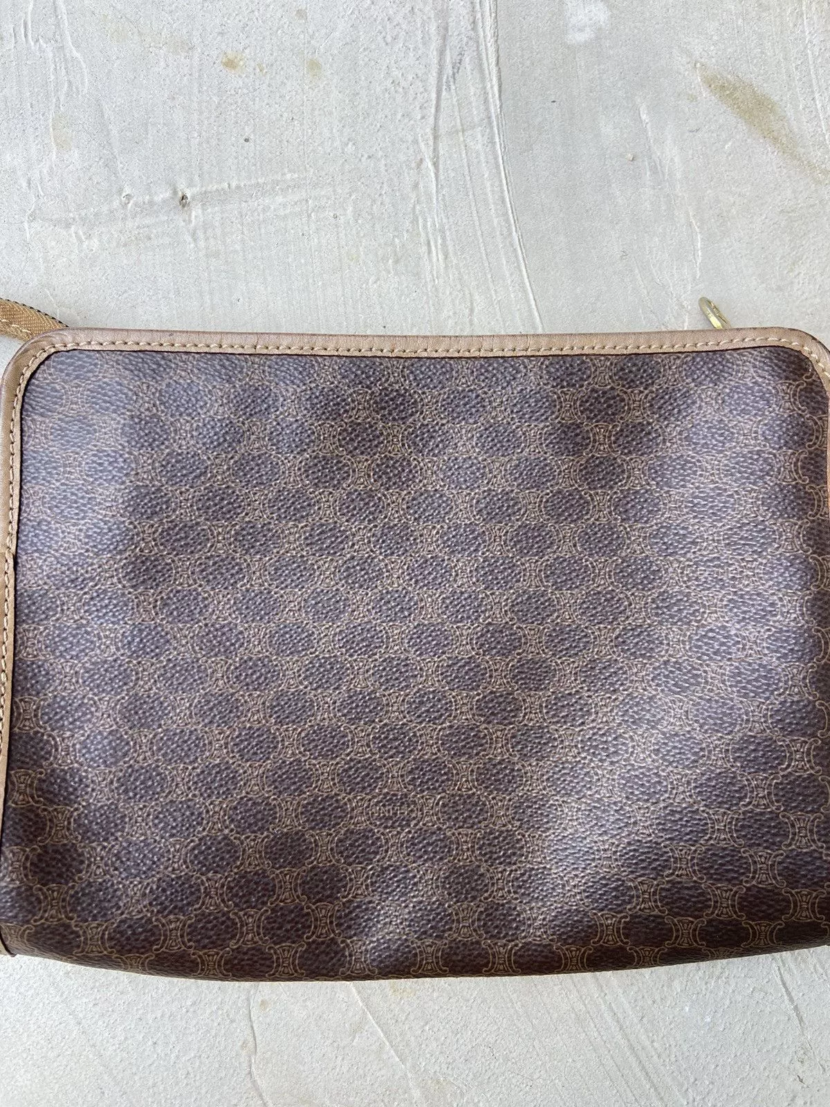 Celine Clutches Celine × Designer Auth Celine Macadam clutch Bag Brown Luxury