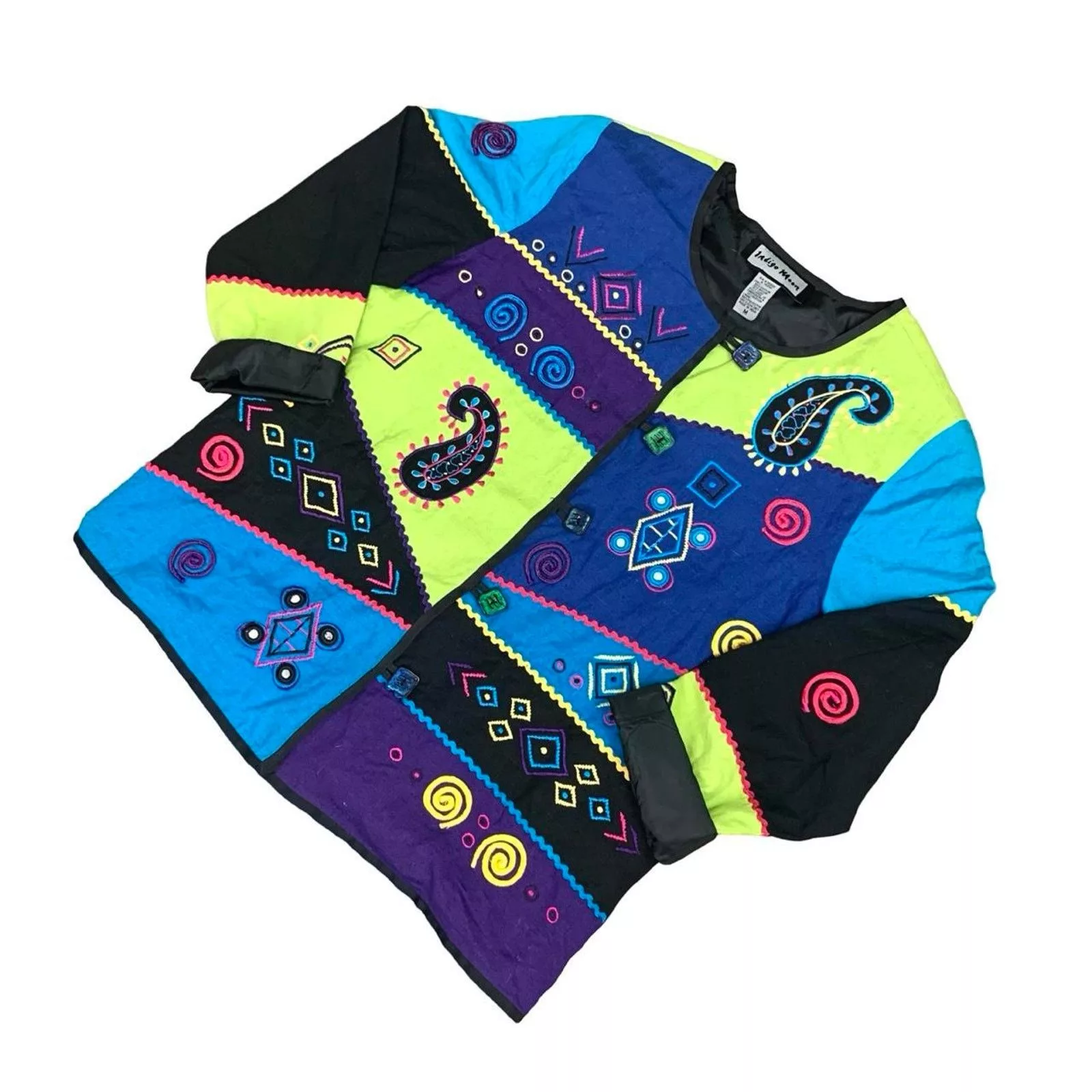 Vintage Blouses Vintage Embroidered Boho Button Up Multi