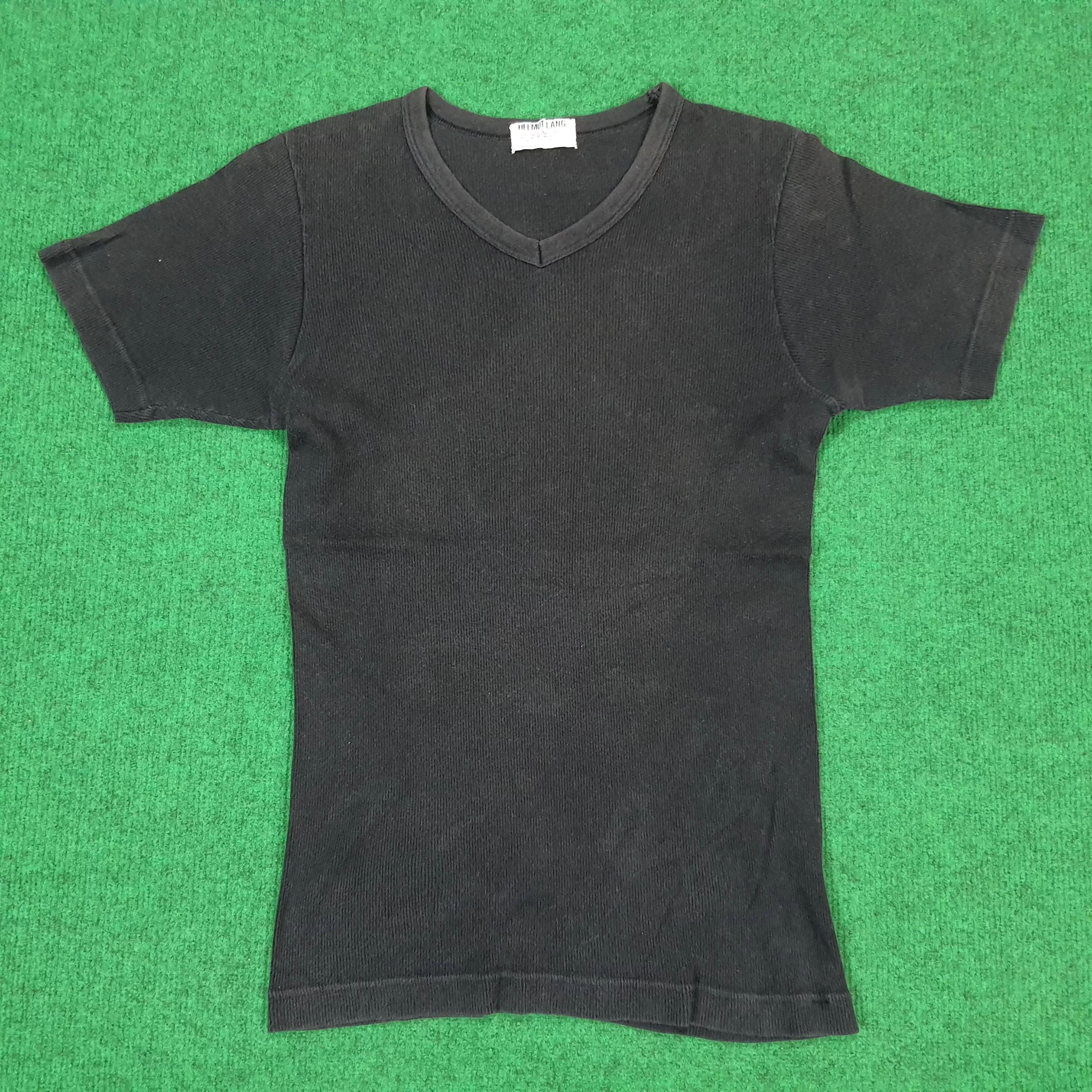 Helmut Lang Short Sleeve T Shirts Helmut Lang × Vintage Vintage Helmut Lang Corduroy V Neck T-shirt Black