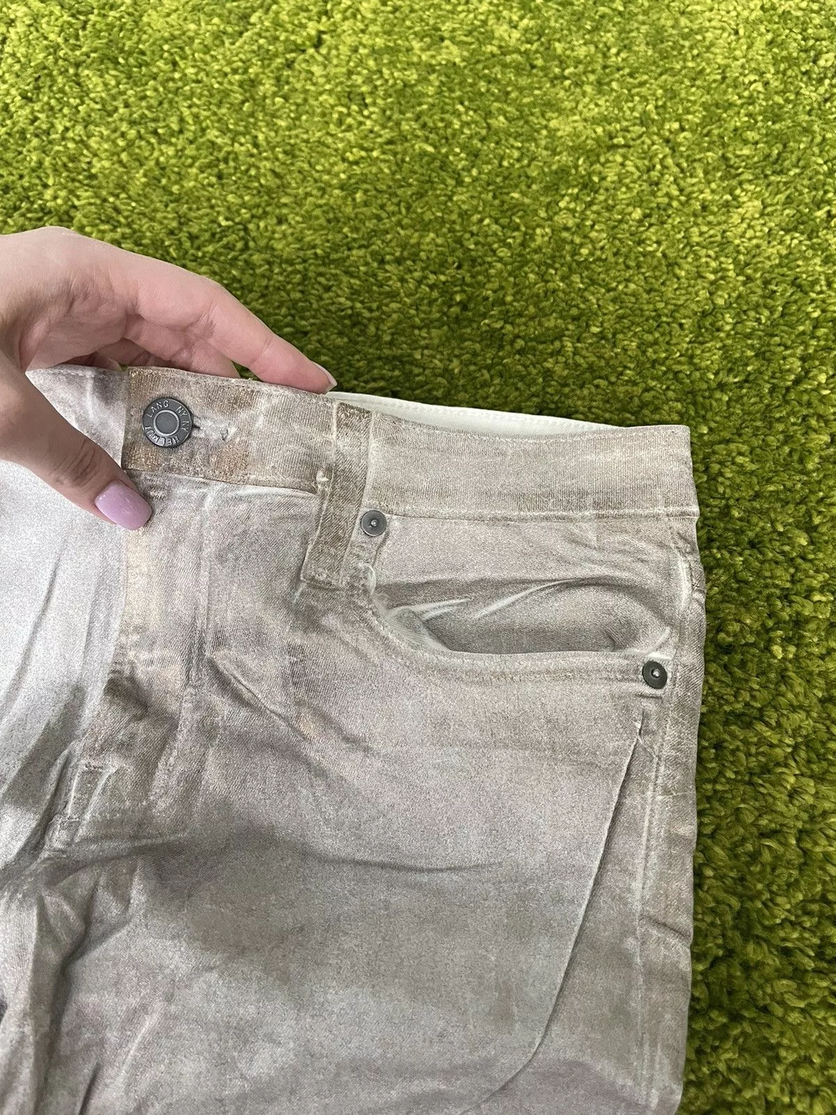 Helmut Lang Jeans Helmut Lang × Vintage Helmut Lang avant garde silver glittered waxed jeans denim Gray Avant-Garde