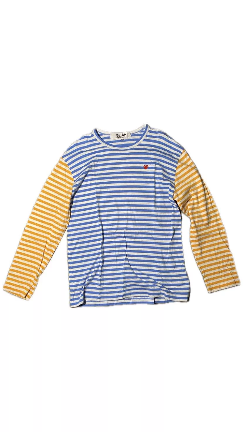 Comme des Garcons Long Sleeve T Shirts Comme des Garcons × Comme des Garcons PLAY Cdg Play Blue Striped L/S