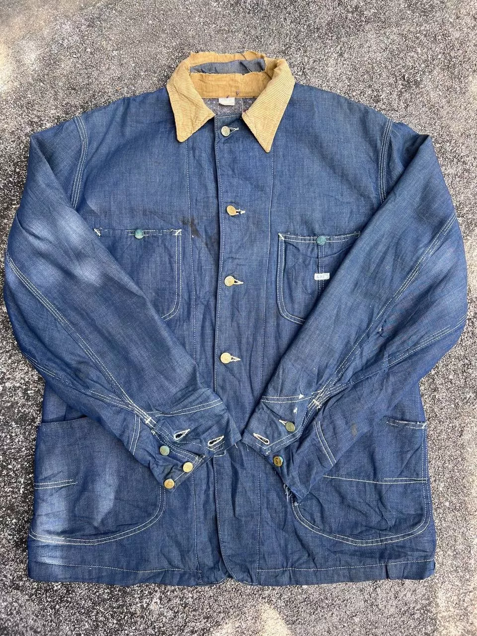 Lee Denim Jackets 1950s Lee Union Made Blanket Denim Sanforized Chore jacket Blue Vintage
