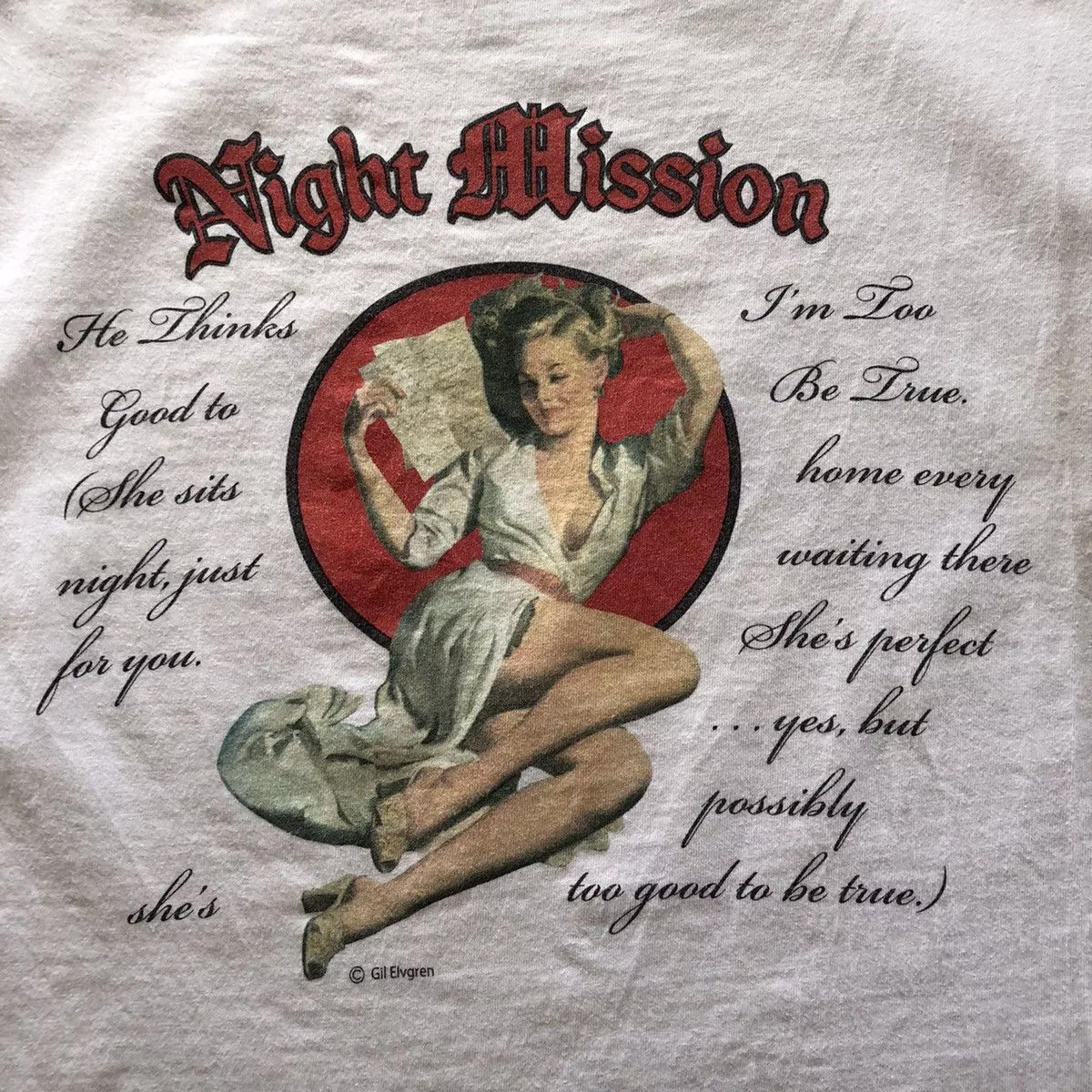Buzz Rickson's Short Sleeve T Shirts Buzz Rickson's BUZZ RICKSON Sportswear Night Mission T-Shirt White Vintage