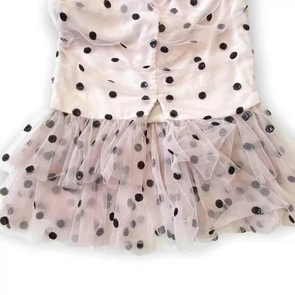 Marchesa Midi Dresses Marchesa Notte Strapless Sequin Polka Dot Tulle Cocktail Dre Multi