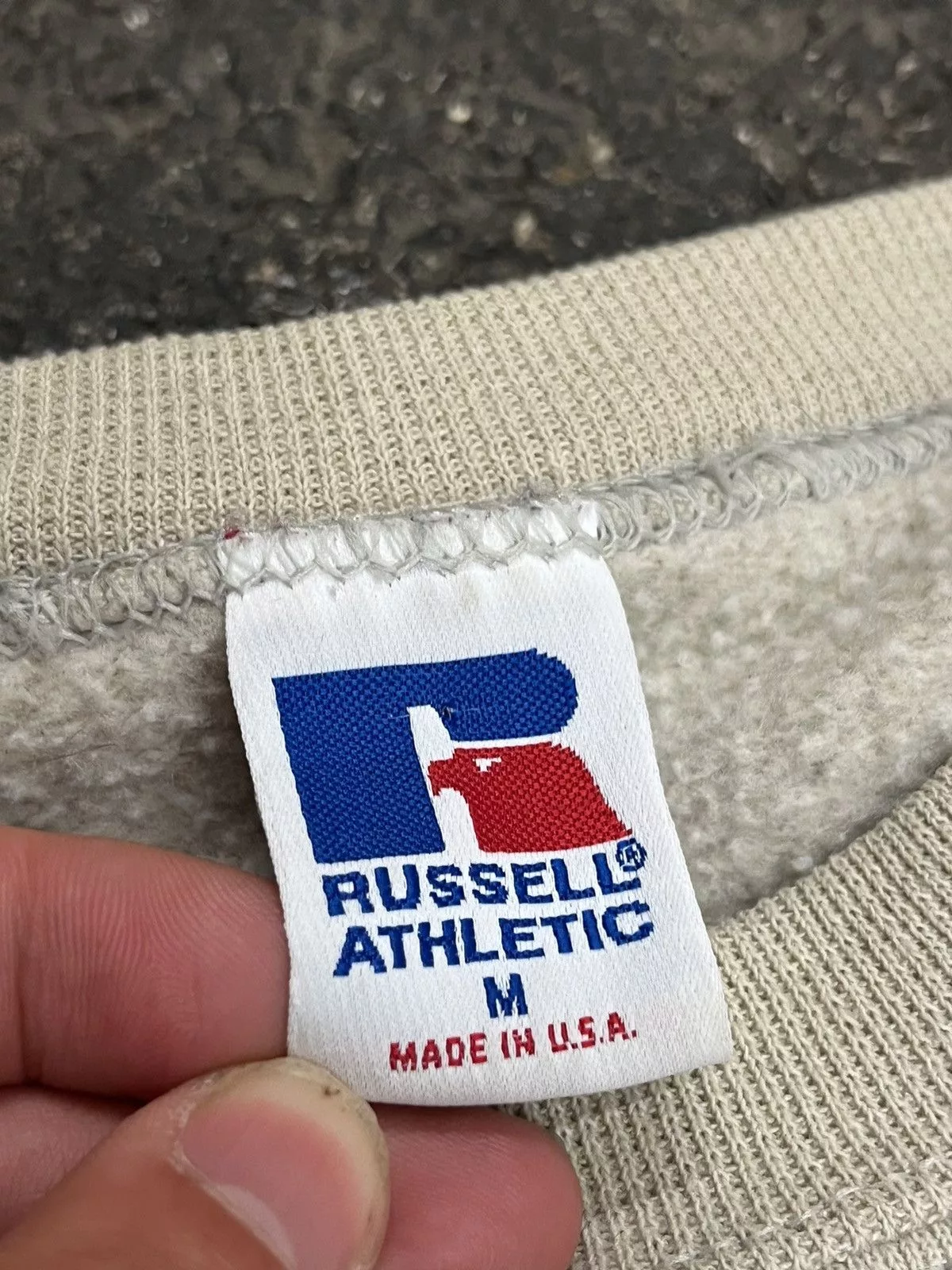 Russell Athletic Sweatshirts Hoodies Russell Athletic × Vintage Russell athletic made in USA boxy fit cream color blank crew White Streetwear
