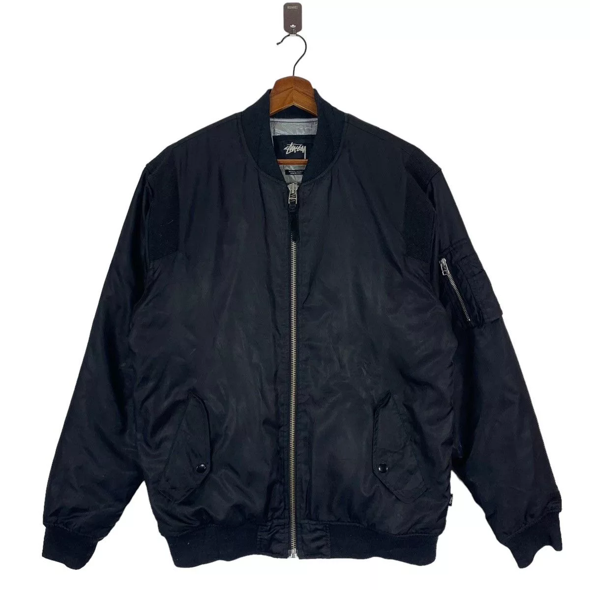 Stussy Bombers Stussy × Vintage VINTAGE STUSSY SKATEBOARD STREETWEAR BOMBER ZIPPER JACKET Black