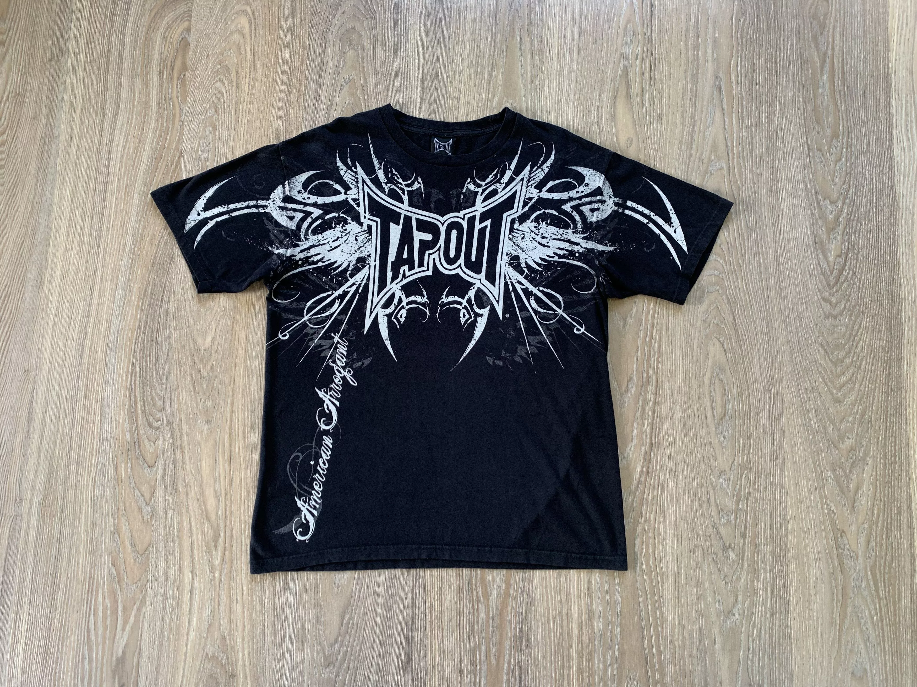 Tapout Short Sleeve T Shirts Tapout × Vintage Rare Tapout Vintage Overprint T Shirt Black