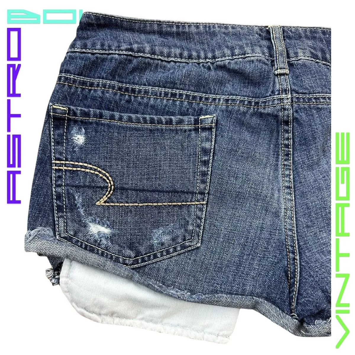 American Eagle Outfitters Shorts American Eagle Outfitters AMERICAN EAGLE SEQUIN BLUE DENIM MINI SHORTS_ 34"