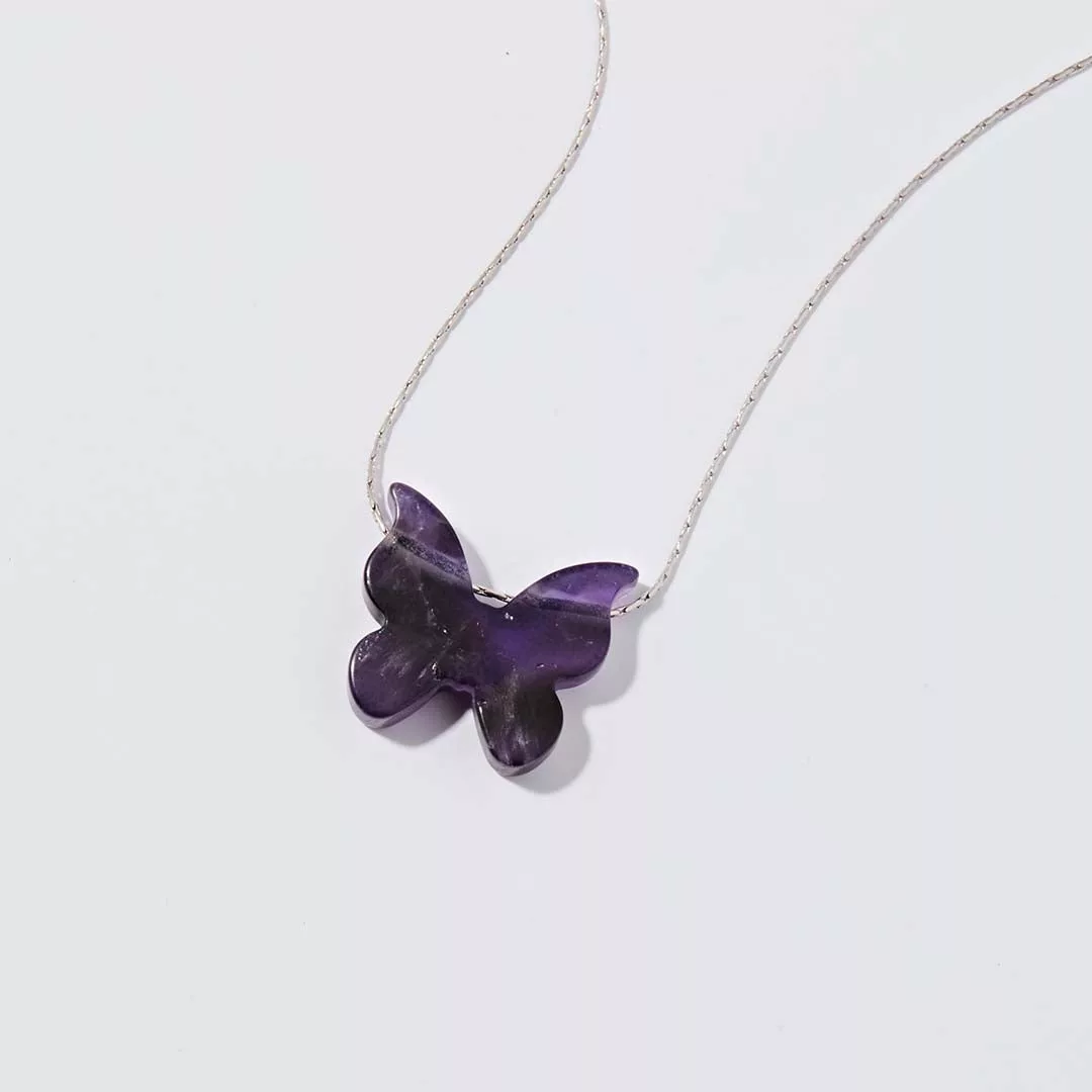 Amethyst Butterfly Expandable Necklace