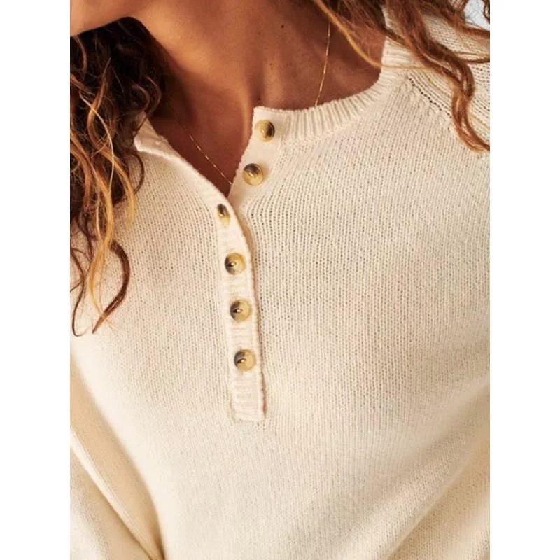 Faherty Sweaters Faherty Cozy Cotton Henley Sweater In Beige Size XL