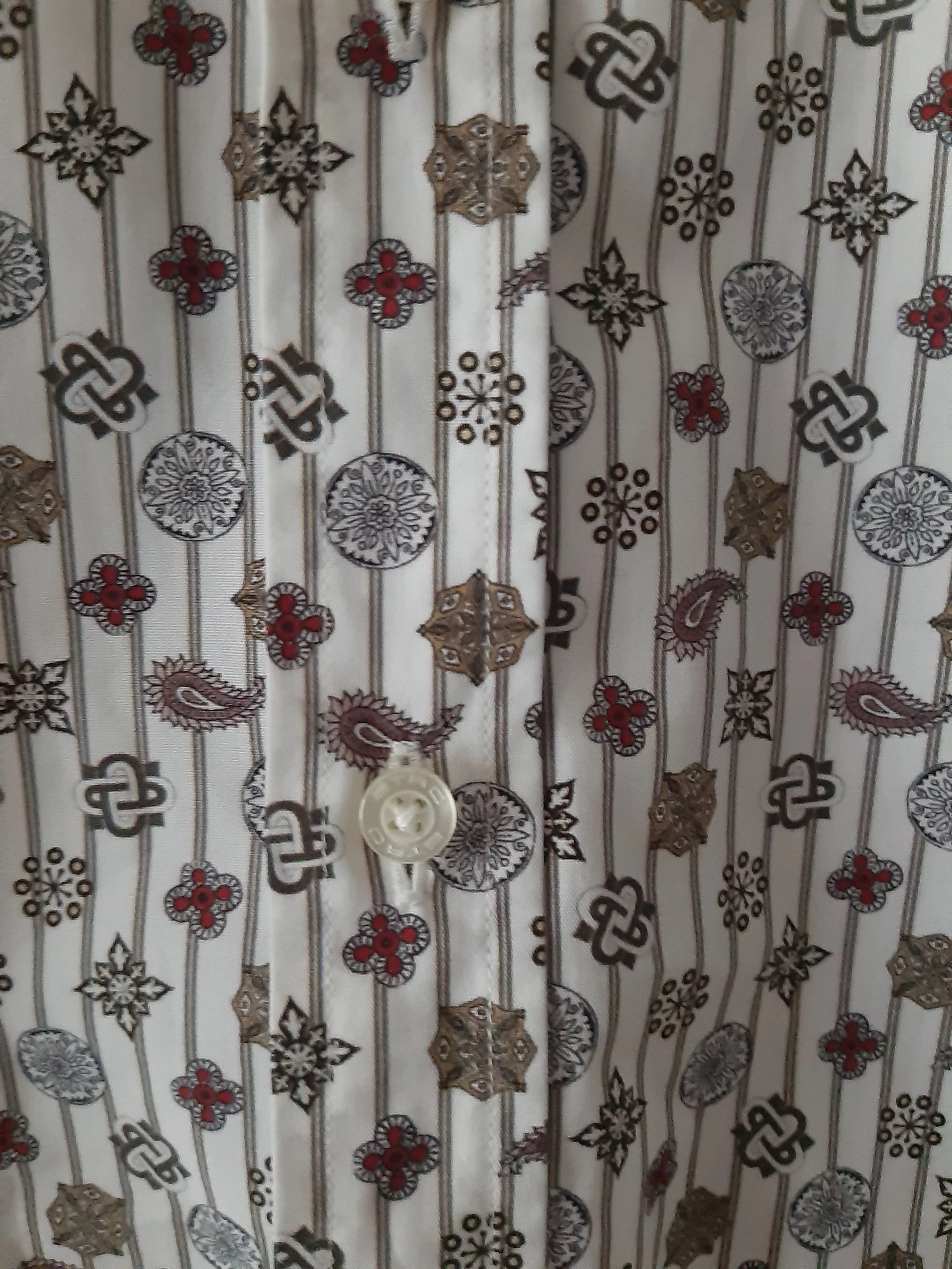 Etro Shirts Button Ups Etro 42 All Over Print Pattern Long Sleeve Button up shirt White Luxury