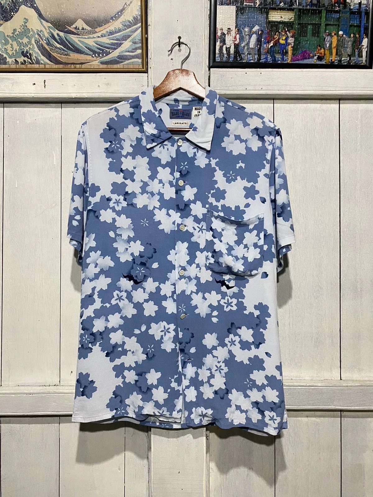 Blue Blue Japan Shirts Button Ups Blue Blue Japan × Japanese Brand Blue Blue Japan Sakura Rayon Shirt