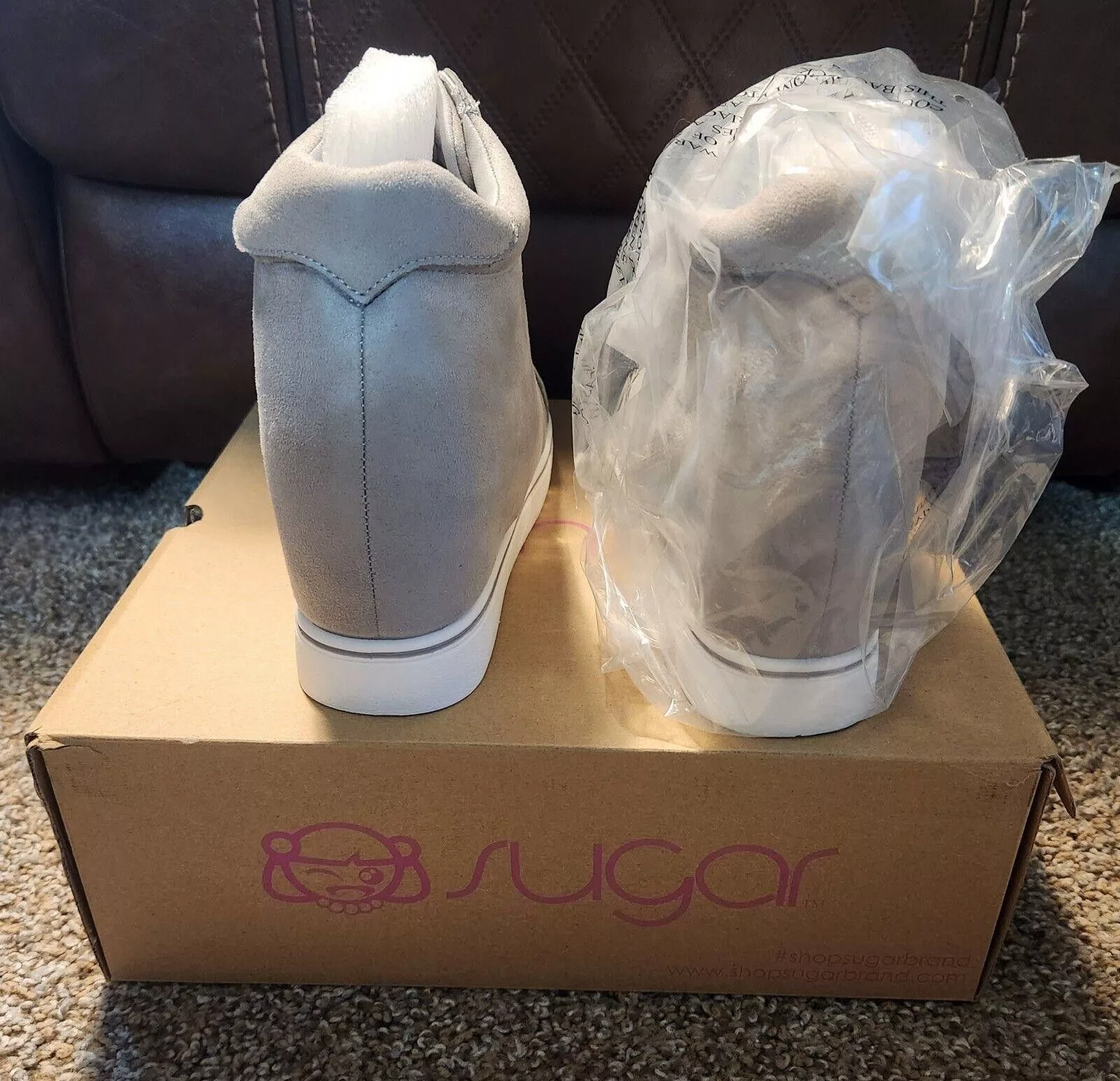 Designer Boots Designer Sugar Sgr-Glitz Grey Micro Suede Bootie Size 10M Gray