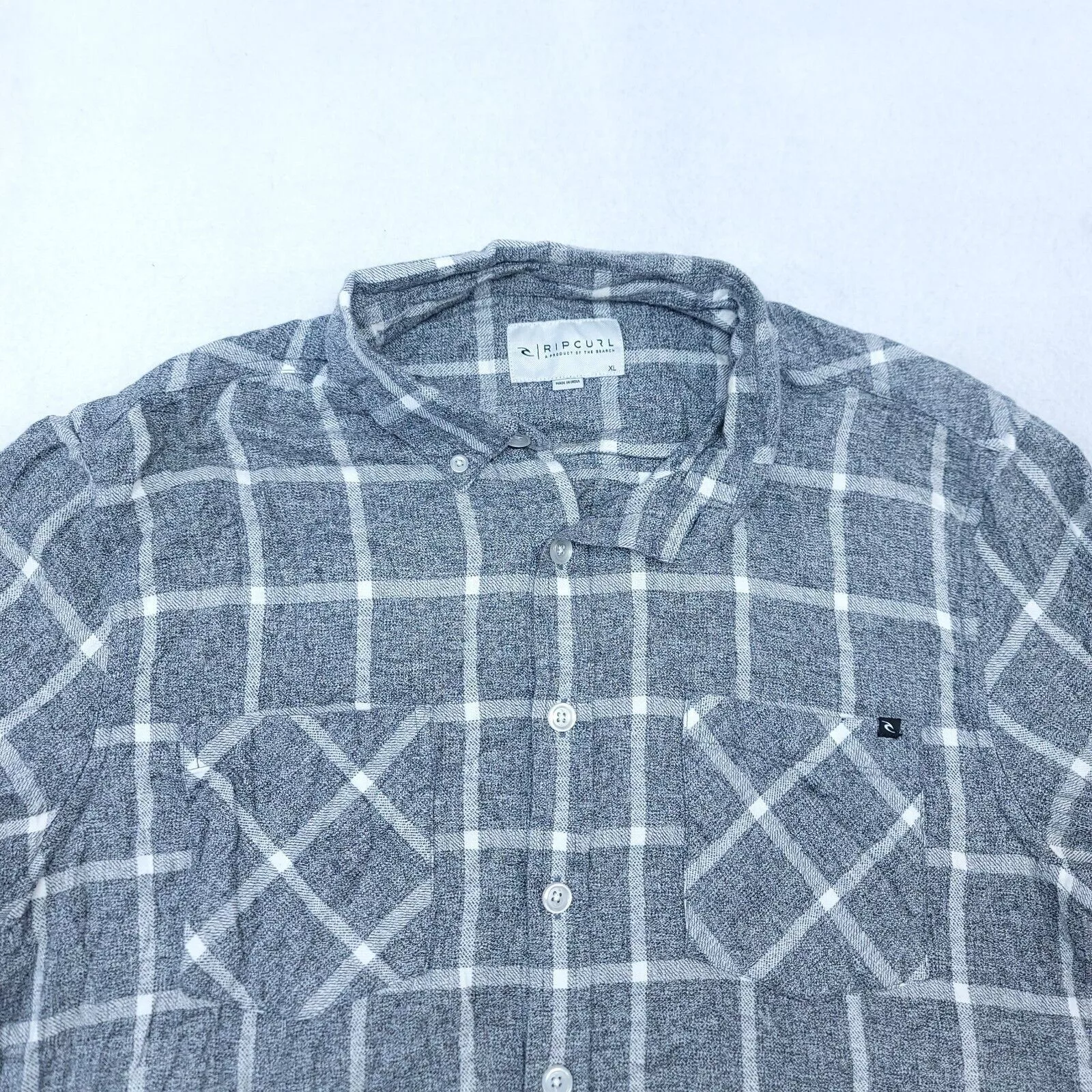 Rip Curl Shirts Button Ups Rip Curl Ripcurl Windowpane Flannel Shirt Mens Size XL Gray White