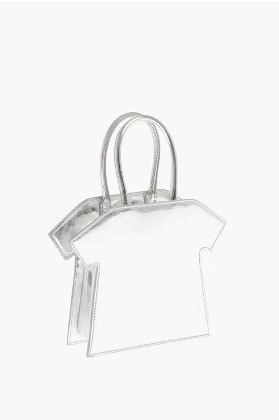 MSGM Shoulder Bags MSGM og1mm0724 Size: OS / Glossy Shoulder Strap Hand Bag Silver