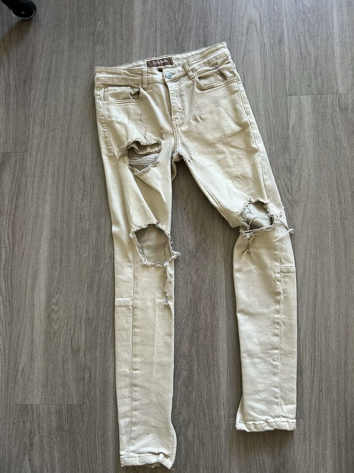 Crysp Denim Denim Crysp Denim Distressed Denim Beige