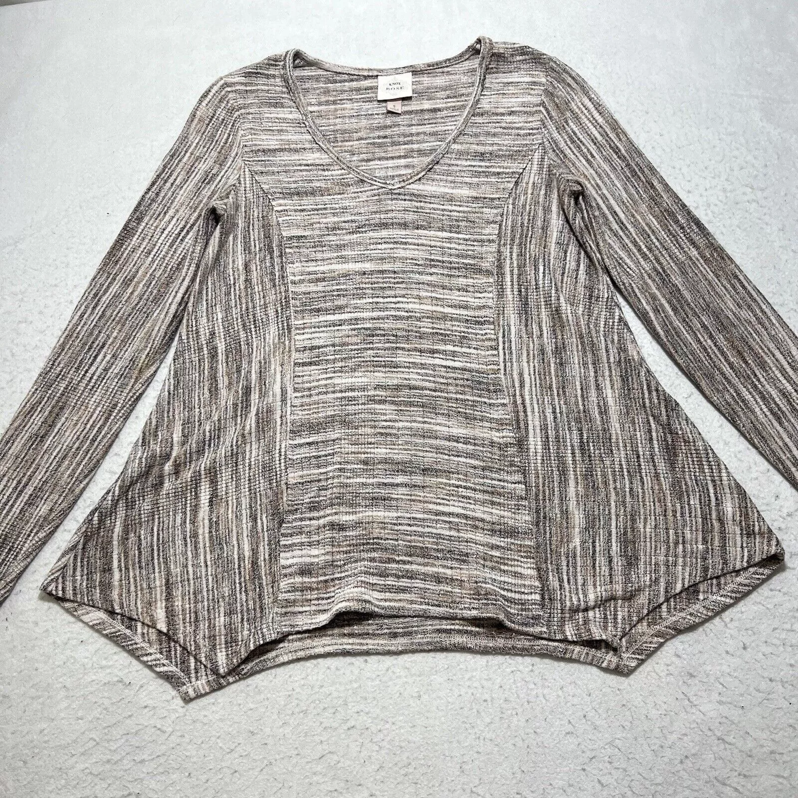 Target Basics Sweaters Target Basics Knox Rose Pullover Sweater V Neck Beige Striped Top Brown