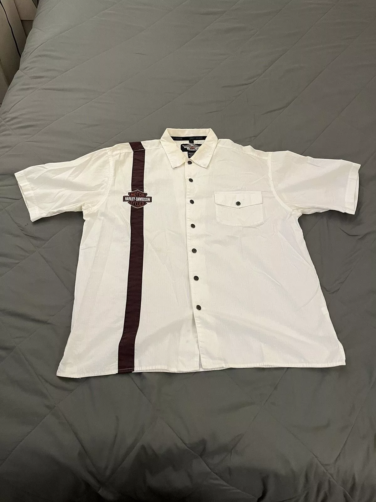 Harley Davidson Short Sleeve T Shirts Harley Davidson × Vintage Y2K Harley Davidson button up shirt White