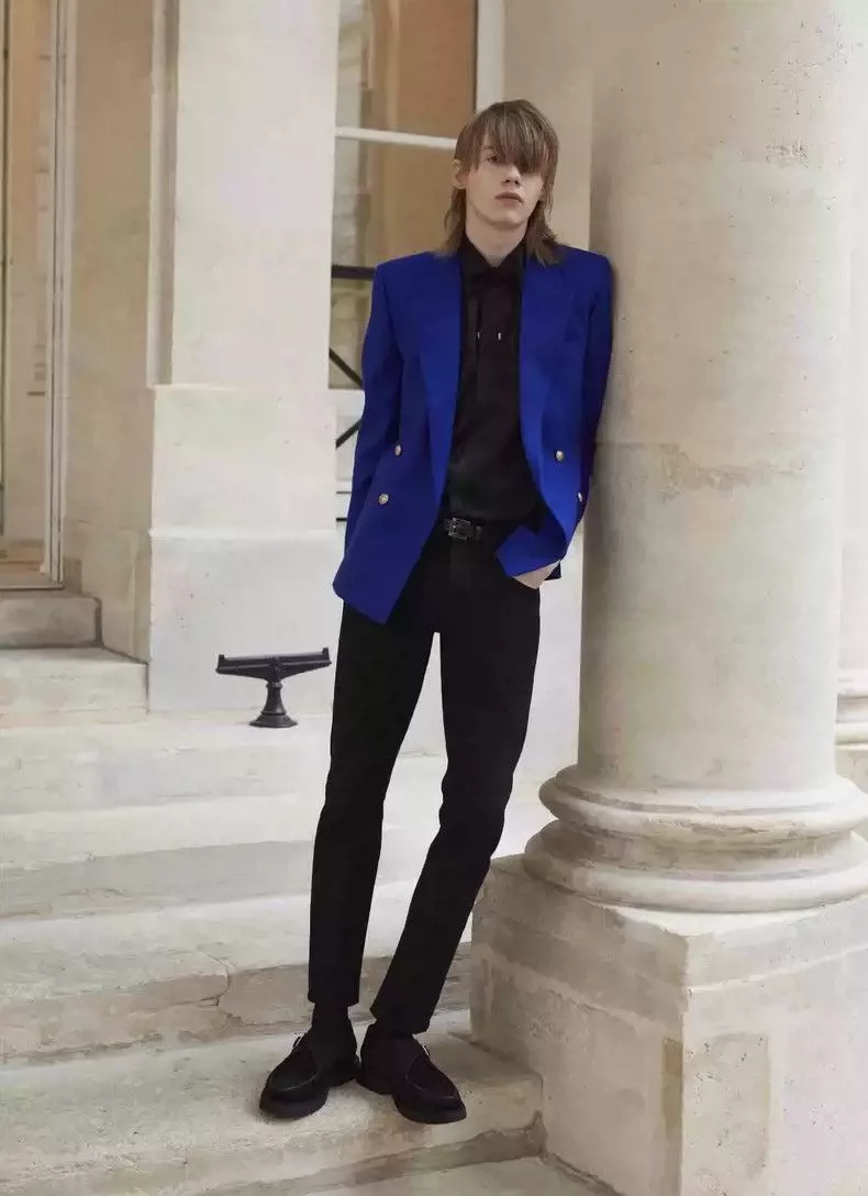 Saint Laurent Paris Light Jackets Saint Laurent Paris Saint Laurent 21FW poster Klein blue suit
