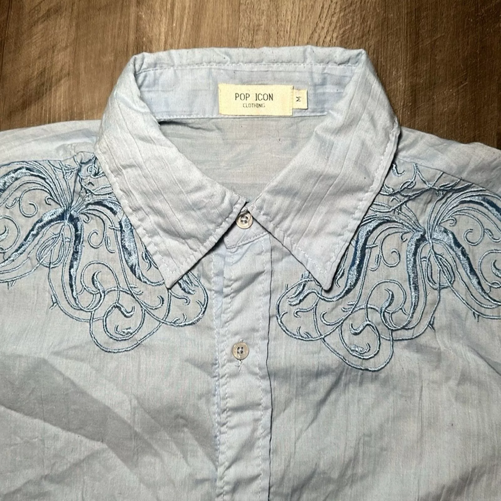 Other Shirts Button Ups Other Pop Icon Clothing Short Sleeve Button Down - Medium Blue