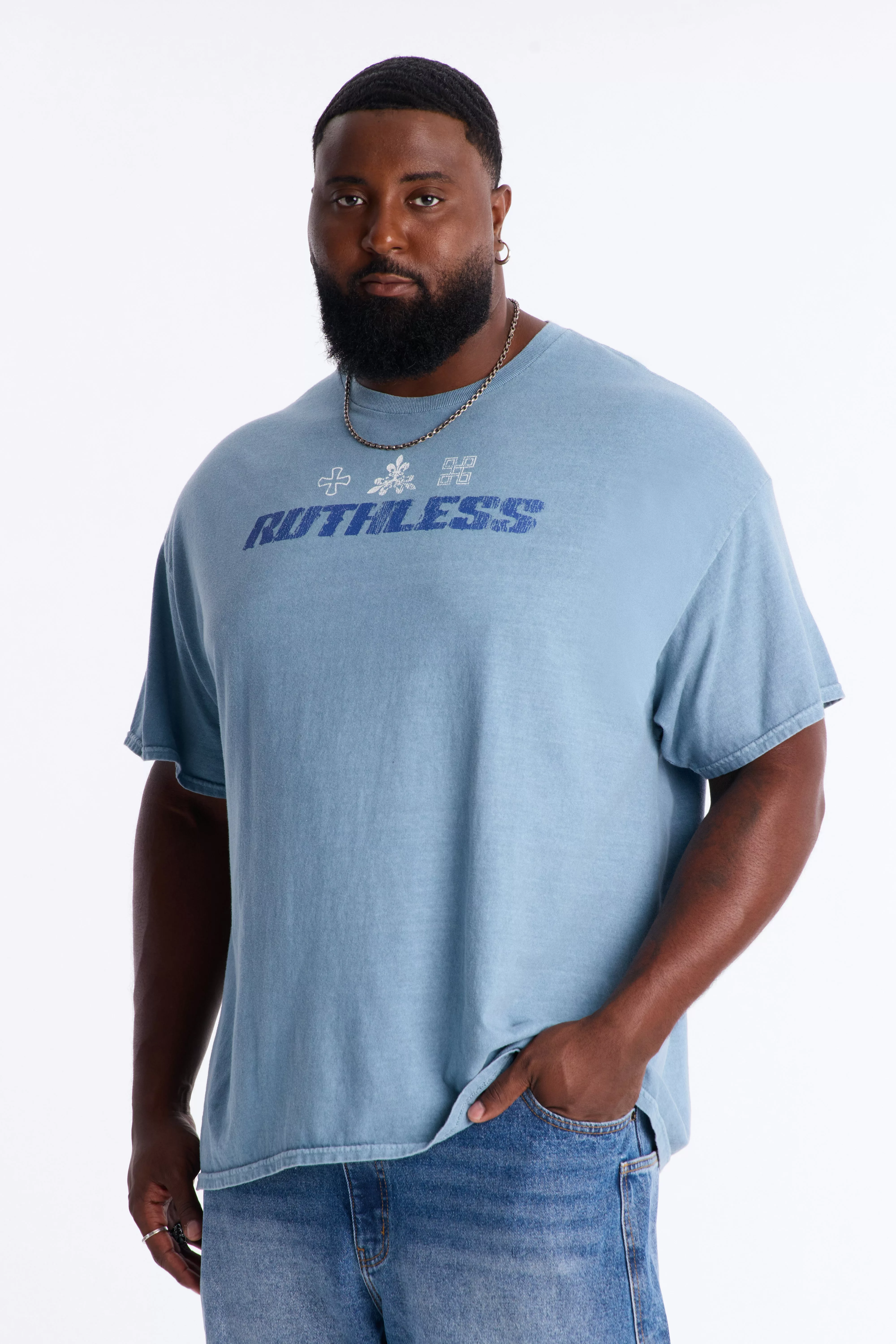 Ruthless Chaos Oversized Washed Short Sleeve Tee - Indigo