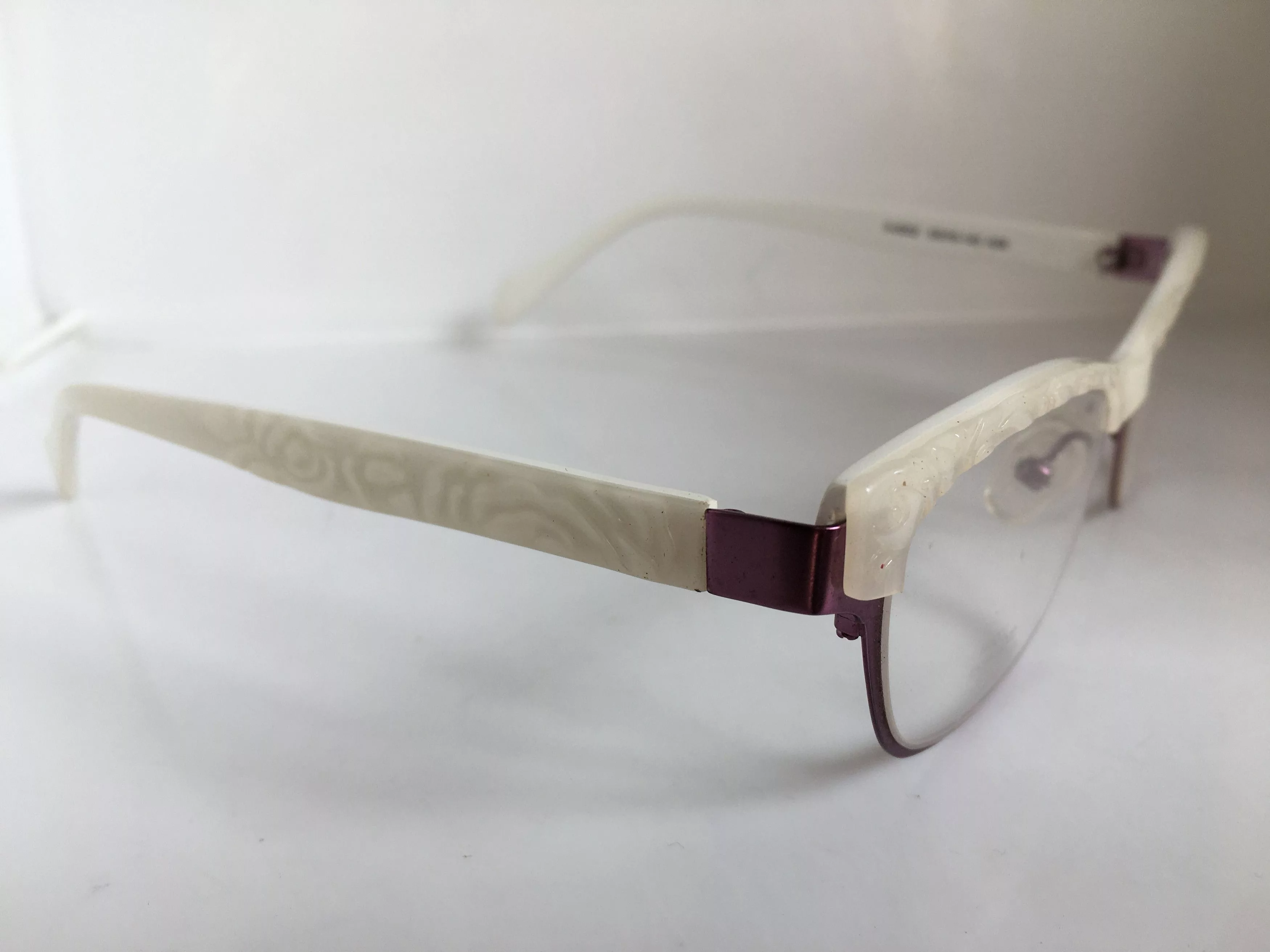 Other Glasses Other New N-6002 Ivory Purple Malcolm Cateye Eyeglasses Frame Multi