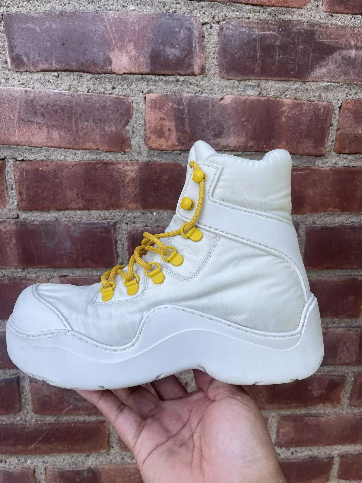 Bottega Veneta Boots Bottega Veneta Puddle Boot Bomber Lace Up Boots White
