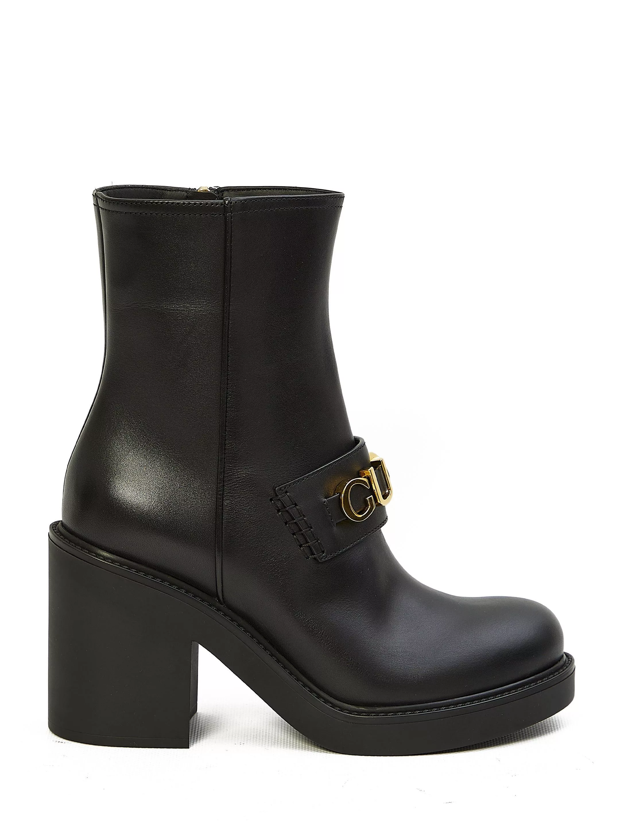 Gucci Miscellaneous Gucci Big Logo Cara Leather Boots SIZE 40 Black
