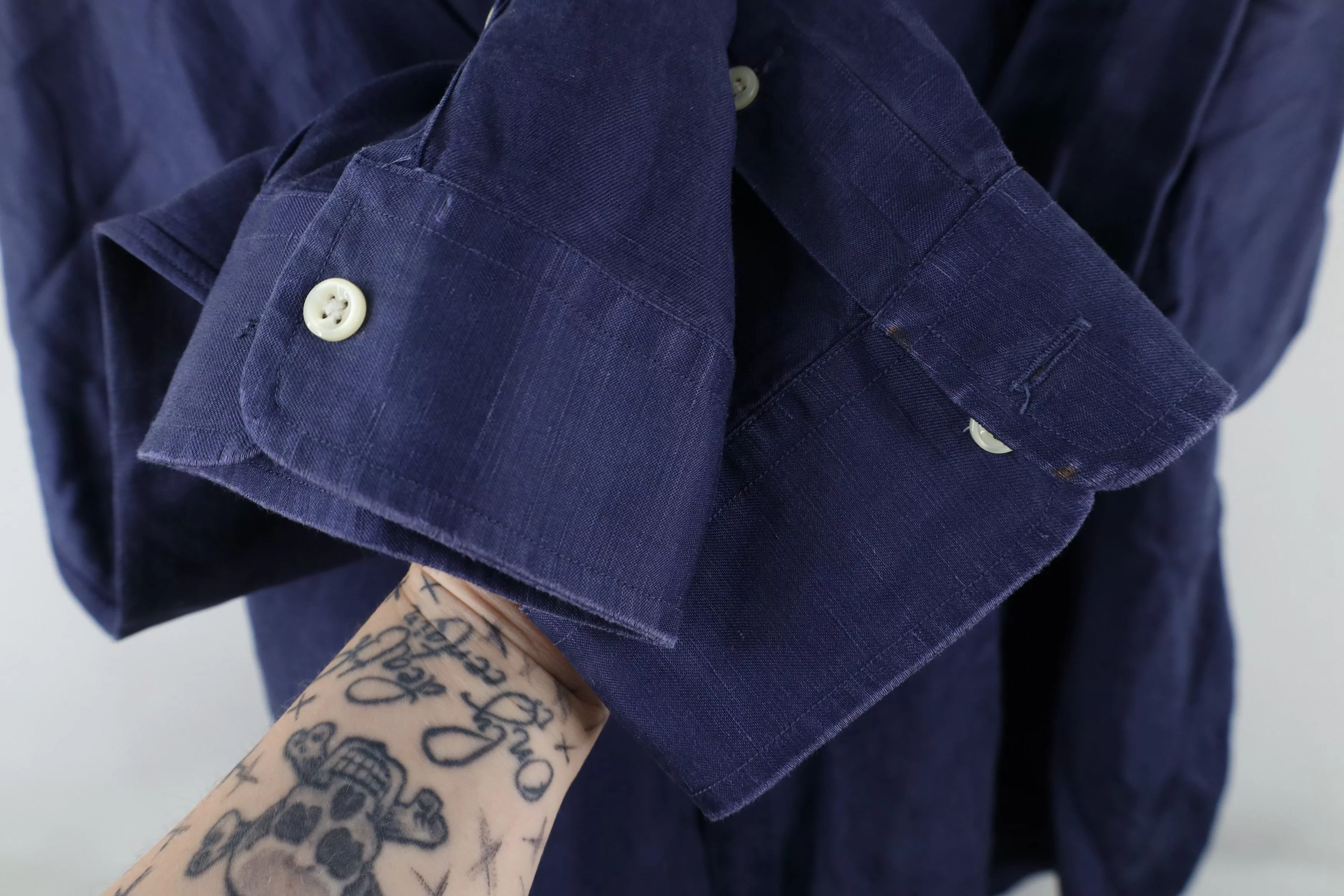 Ralph Lauren Shirts Button Ups Ralph Lauren × Vintage Vintage 90s Ralph Lauren Linen Collared Button Down Shirt Blue