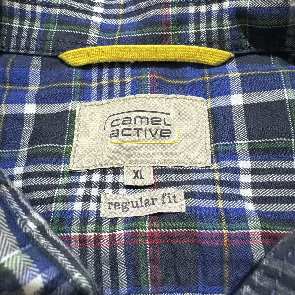 camel active Shirts Button Ups Camel Active Men’s Shirt Multicoloured Regular Fit Plaid Blue