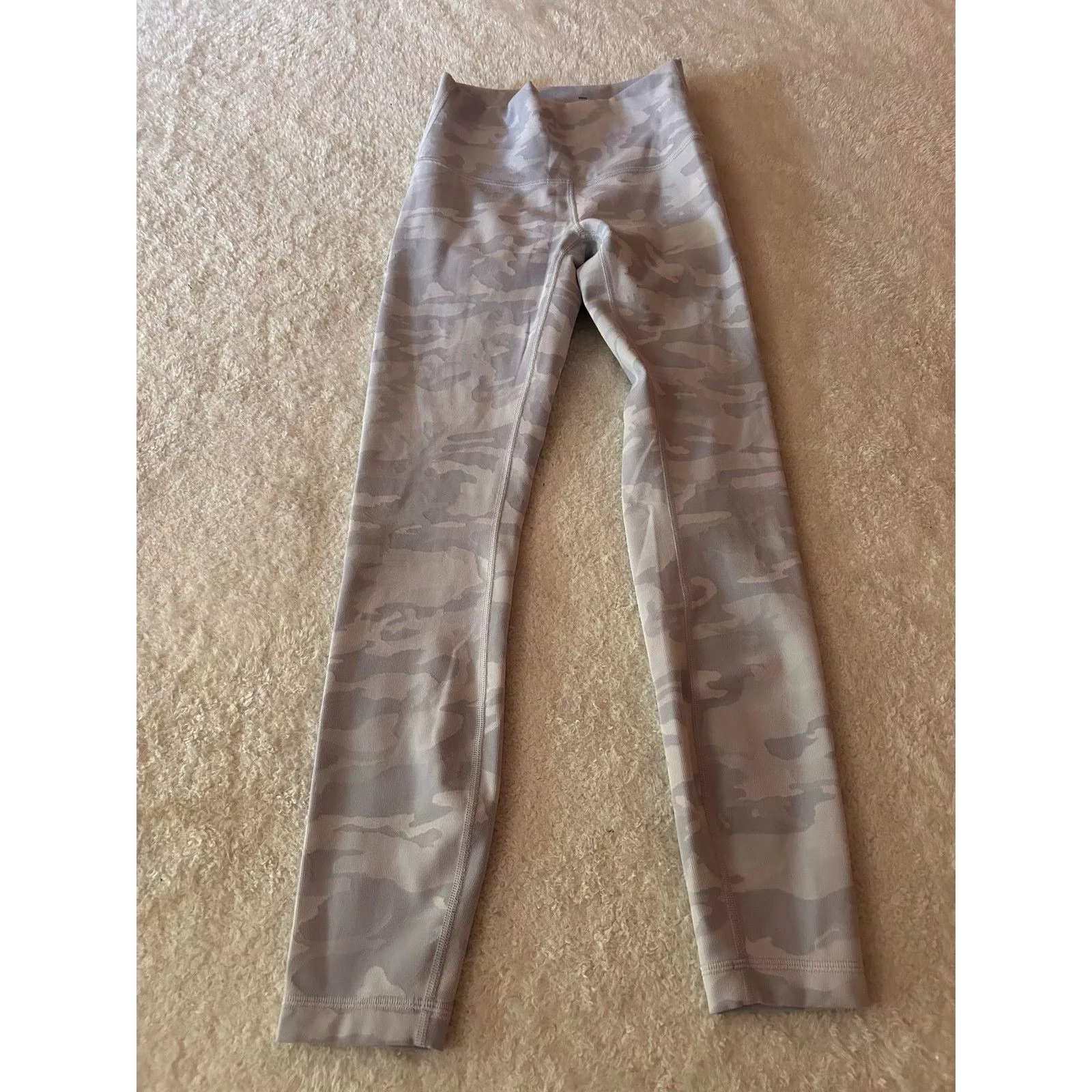 Lululemon Leggings Lululemon White Camo Wunder Under Leggings Size 4 Gray