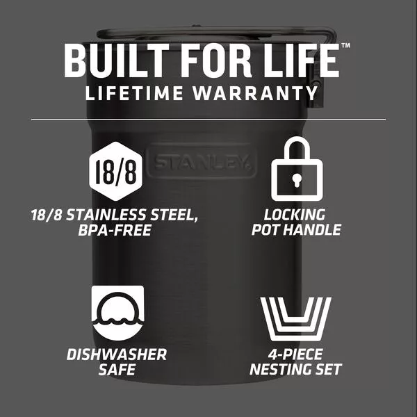 Stanley Adventure Nesting Two Cup Camping Cook Set 24oz Stainless Steel