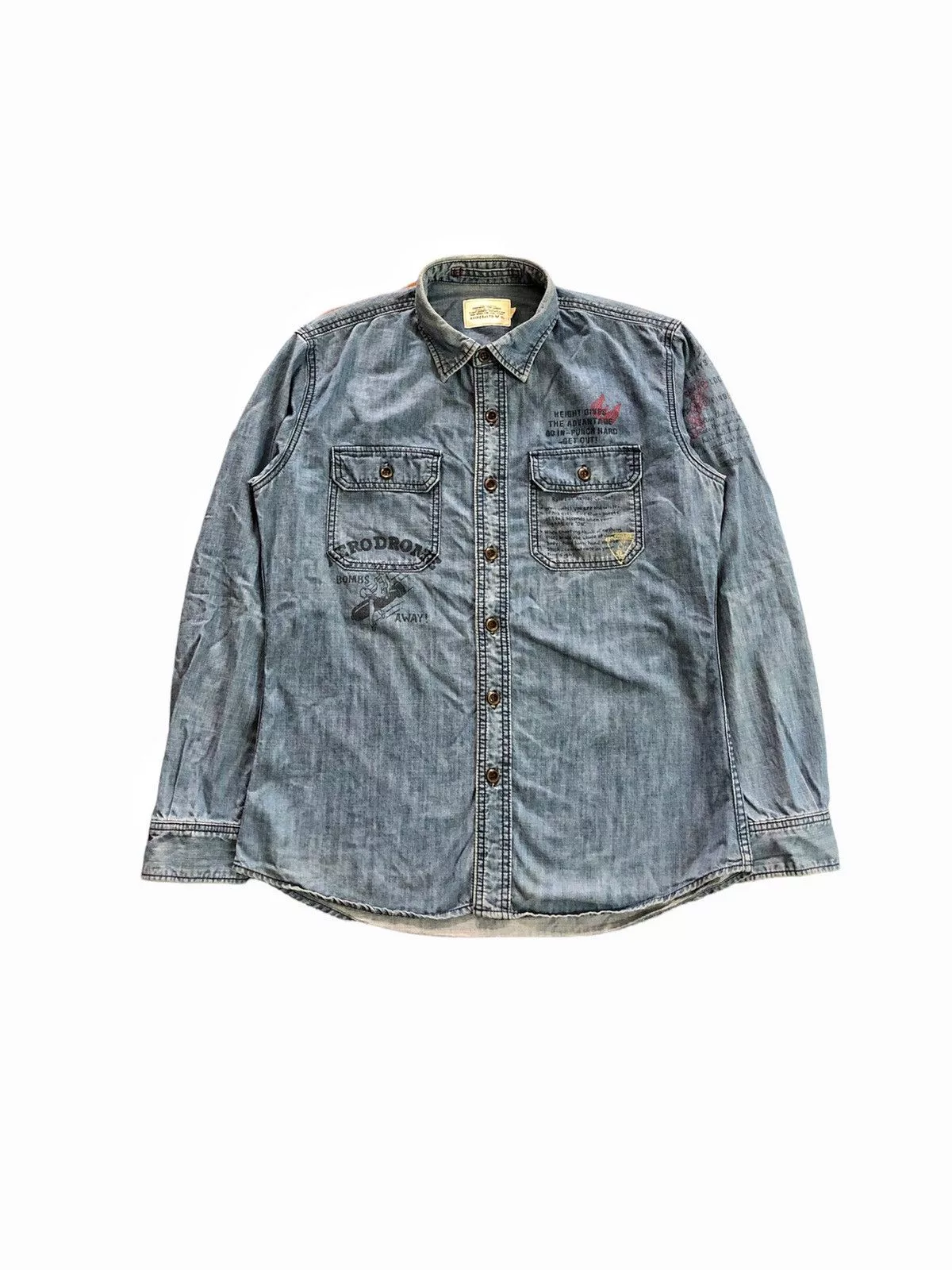 Alpha Industries Shirts Button Ups Alpha Industries × Avirex × Loopwheeler Rare 2000's Avirex denim statement shirt Multi