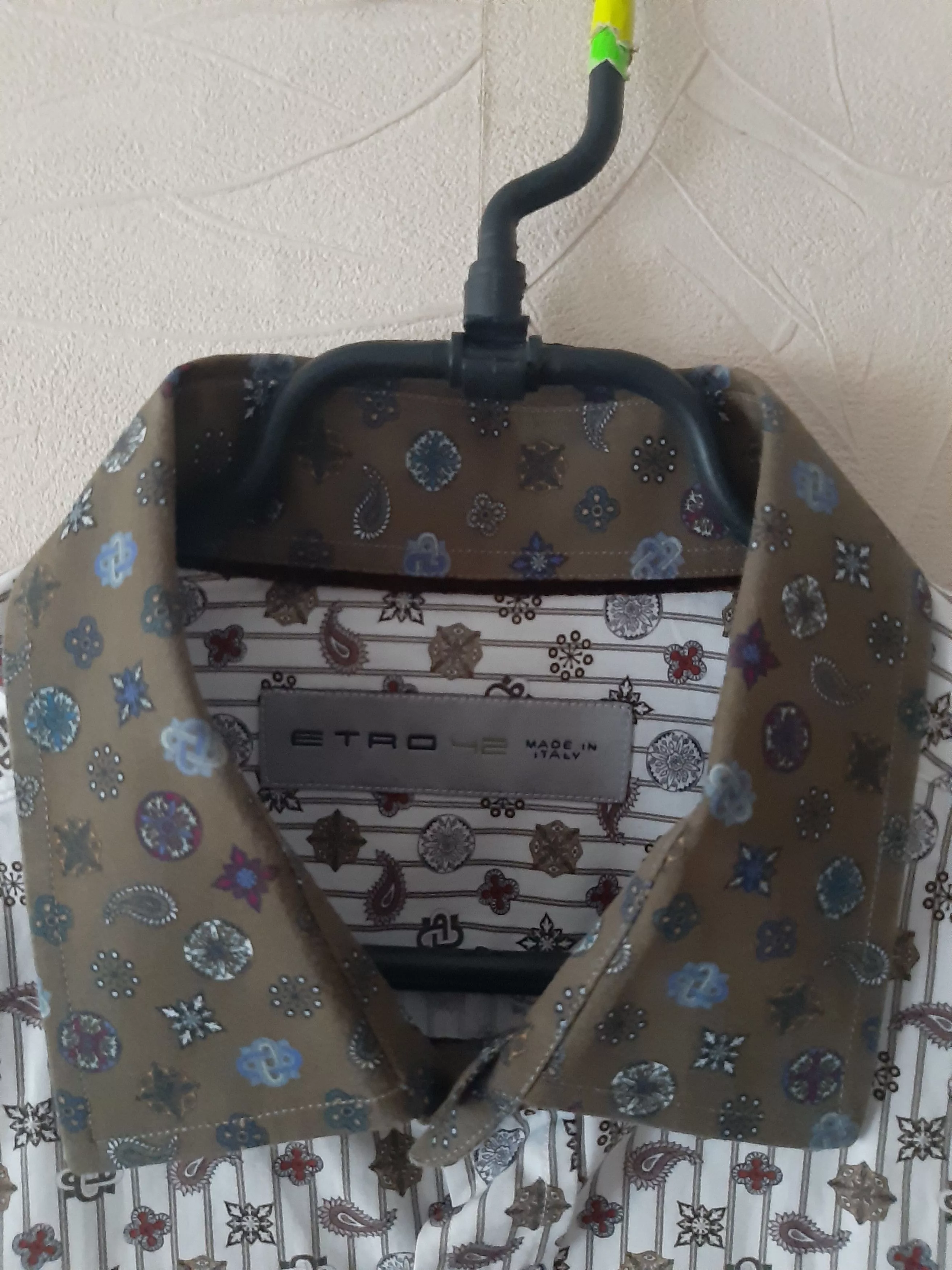 Etro Shirts Button Ups Etro 42 All Over Print Pattern Long Sleeve Button up shirt White Luxury