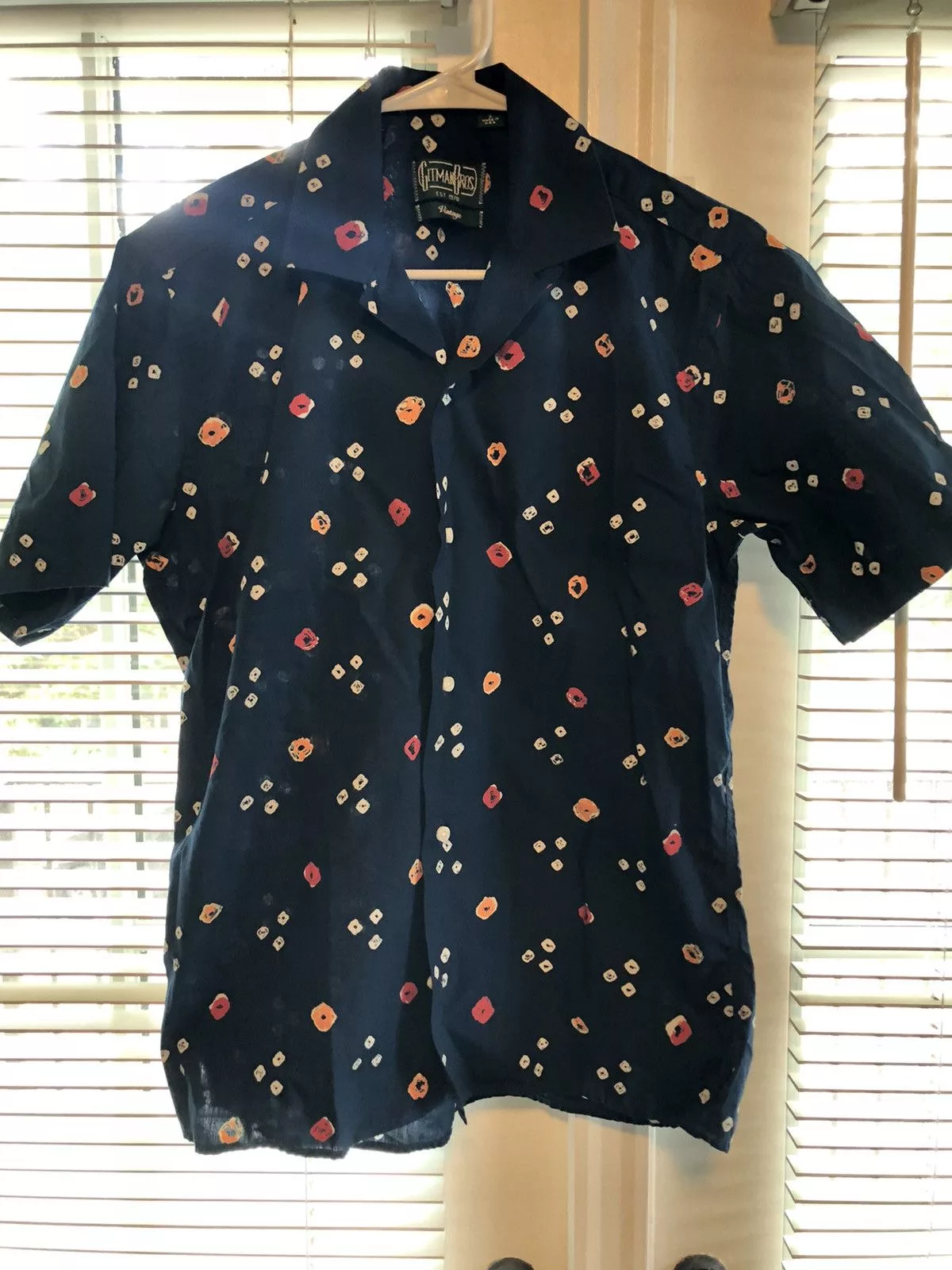 Gitman Bros. Vintage Shirts Button Ups Gitman Bros. Vintage Camp collar lightweight cotton short sleeve shirt Blue