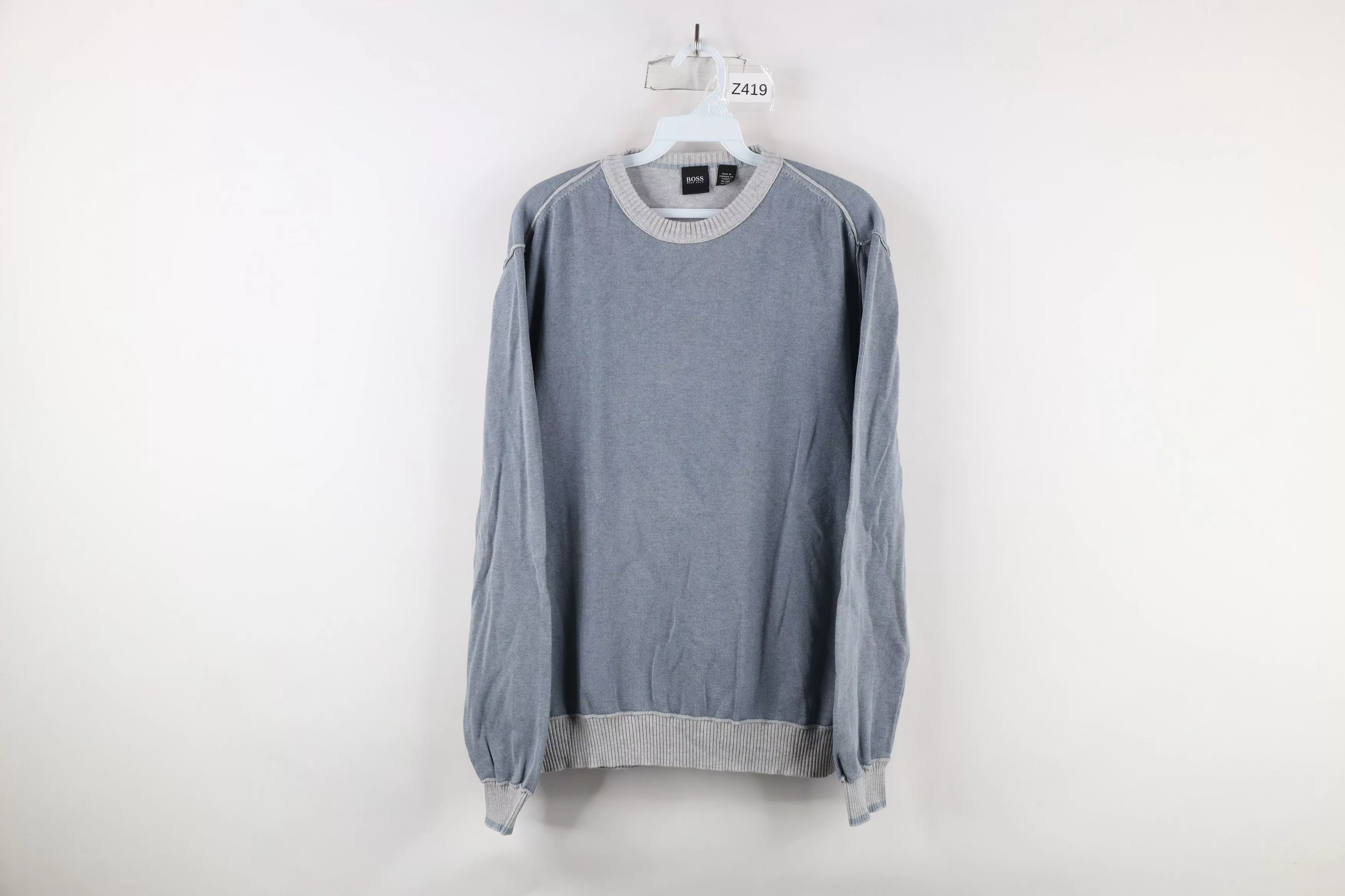 Hugo Boss Sweaters Knitwear Hugo Boss × Vintage Hugo Boss Blank Silk Blend Knit Crewneck Sweater Blue Gray