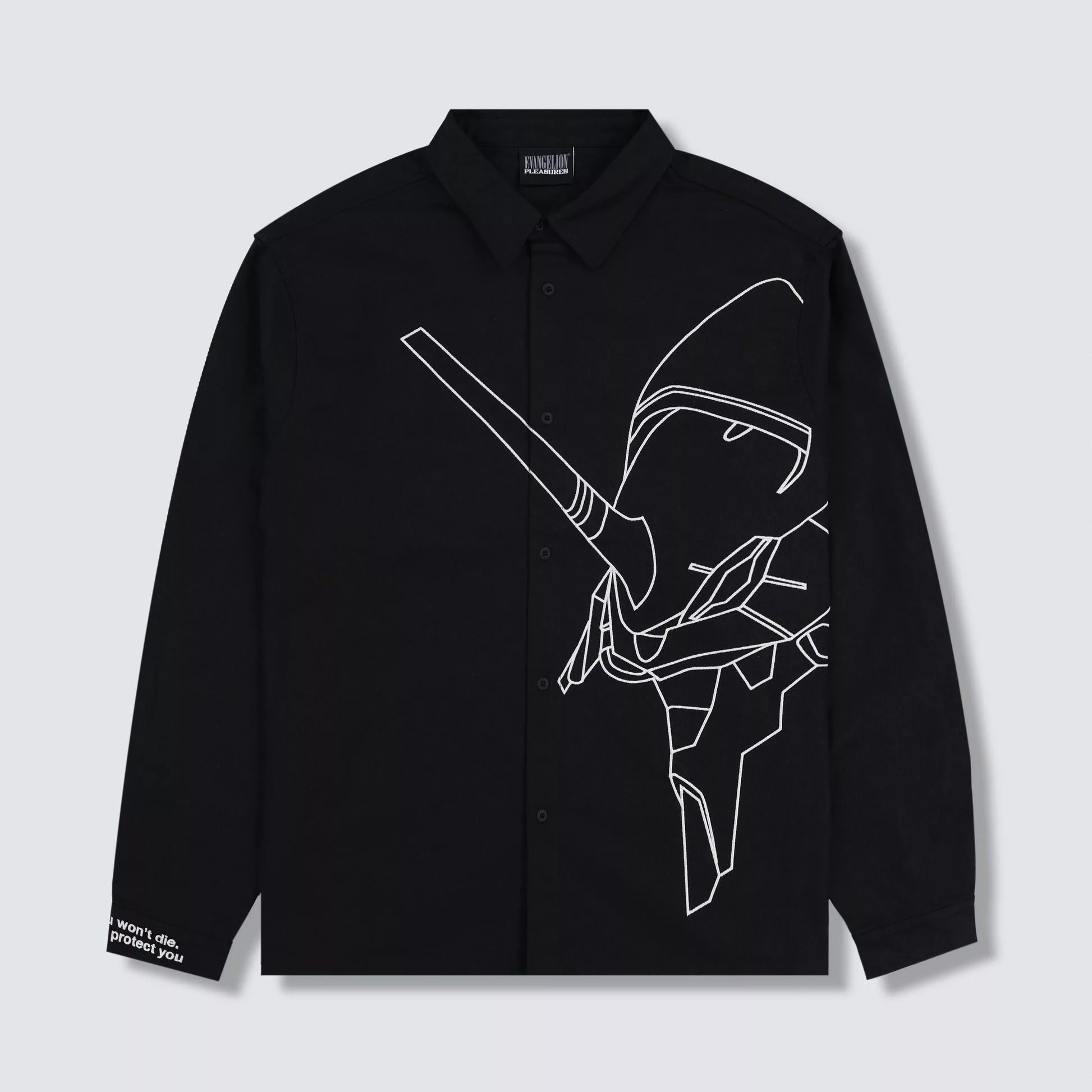 Pleasures Shirts Button Ups Pleasures x Evangelion Longinus Work Shirt Black