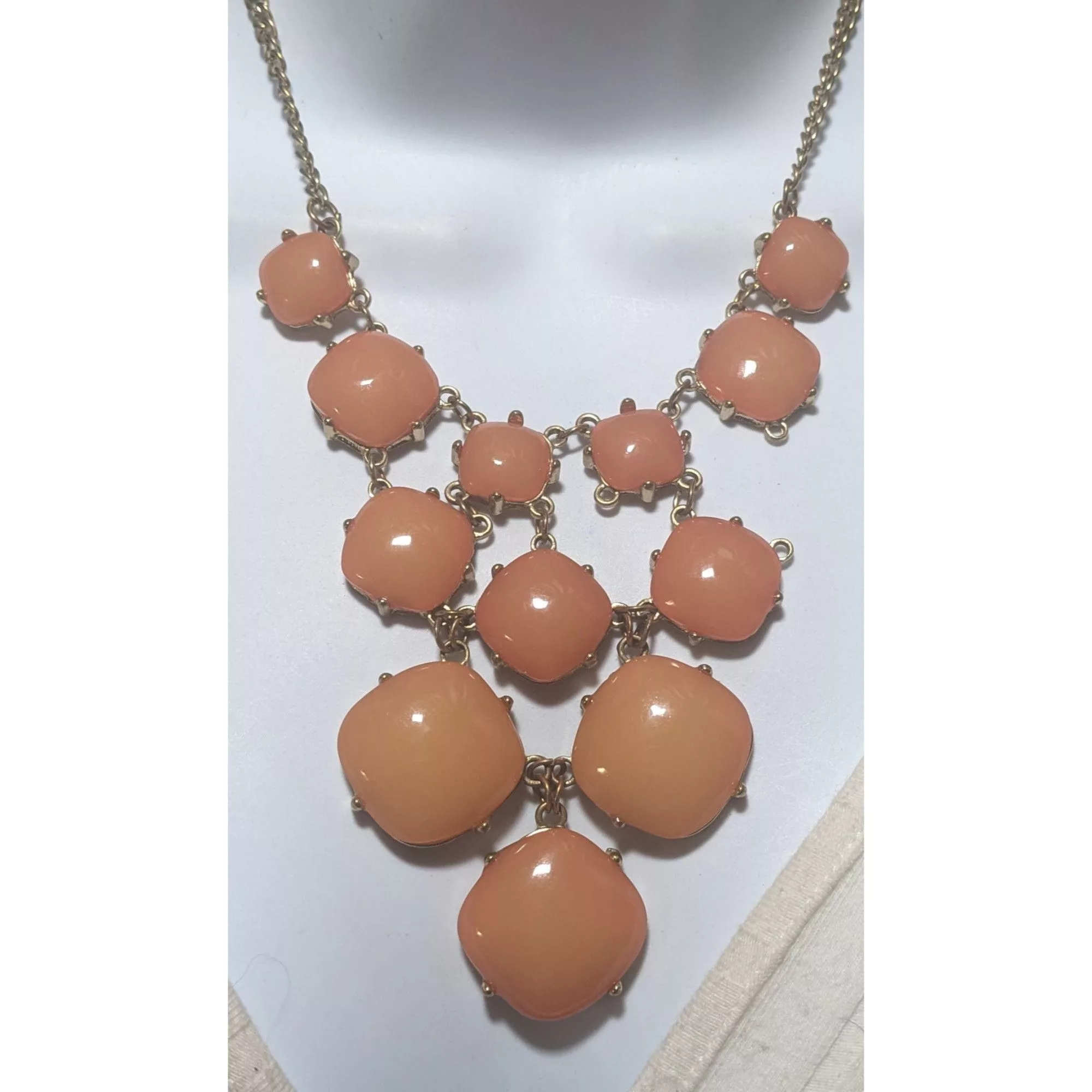 Other Necklaces Other Peach Bubble Bib Statement Necklace With Gold Chain Orange