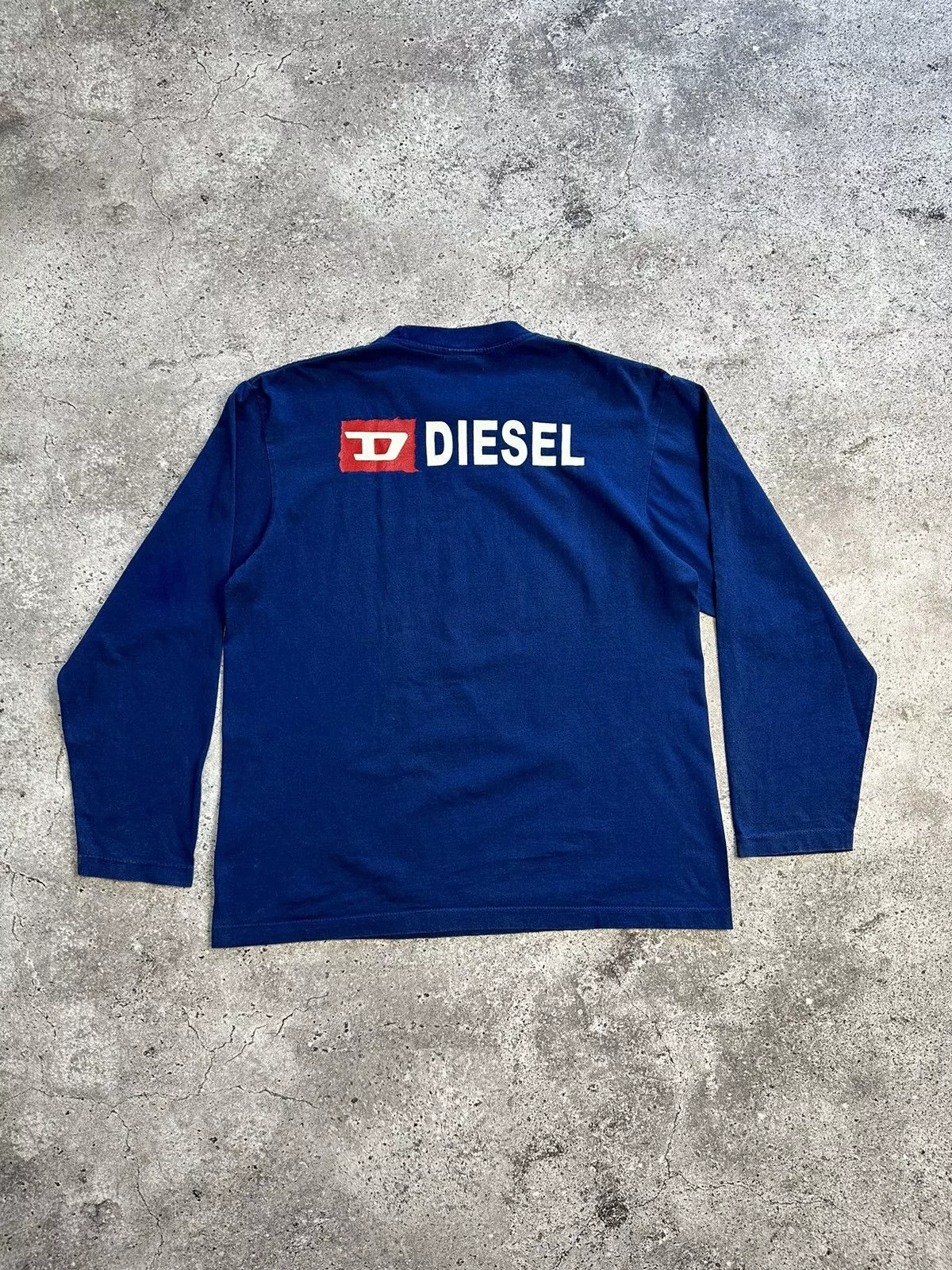 Diesel Long Sleeve T Shirts Diesel × Vintage Vintage Diesel Big Logo Dragon Long Sleeve Y2K Archival Blue Streetwear