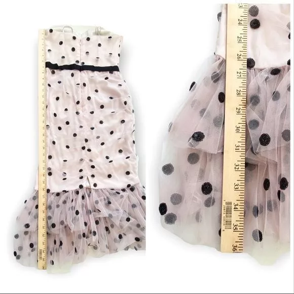 Marchesa Midi Dresses Marchesa Notte Strapless Sequin Polka Dot Tulle Cocktail Dre Multi