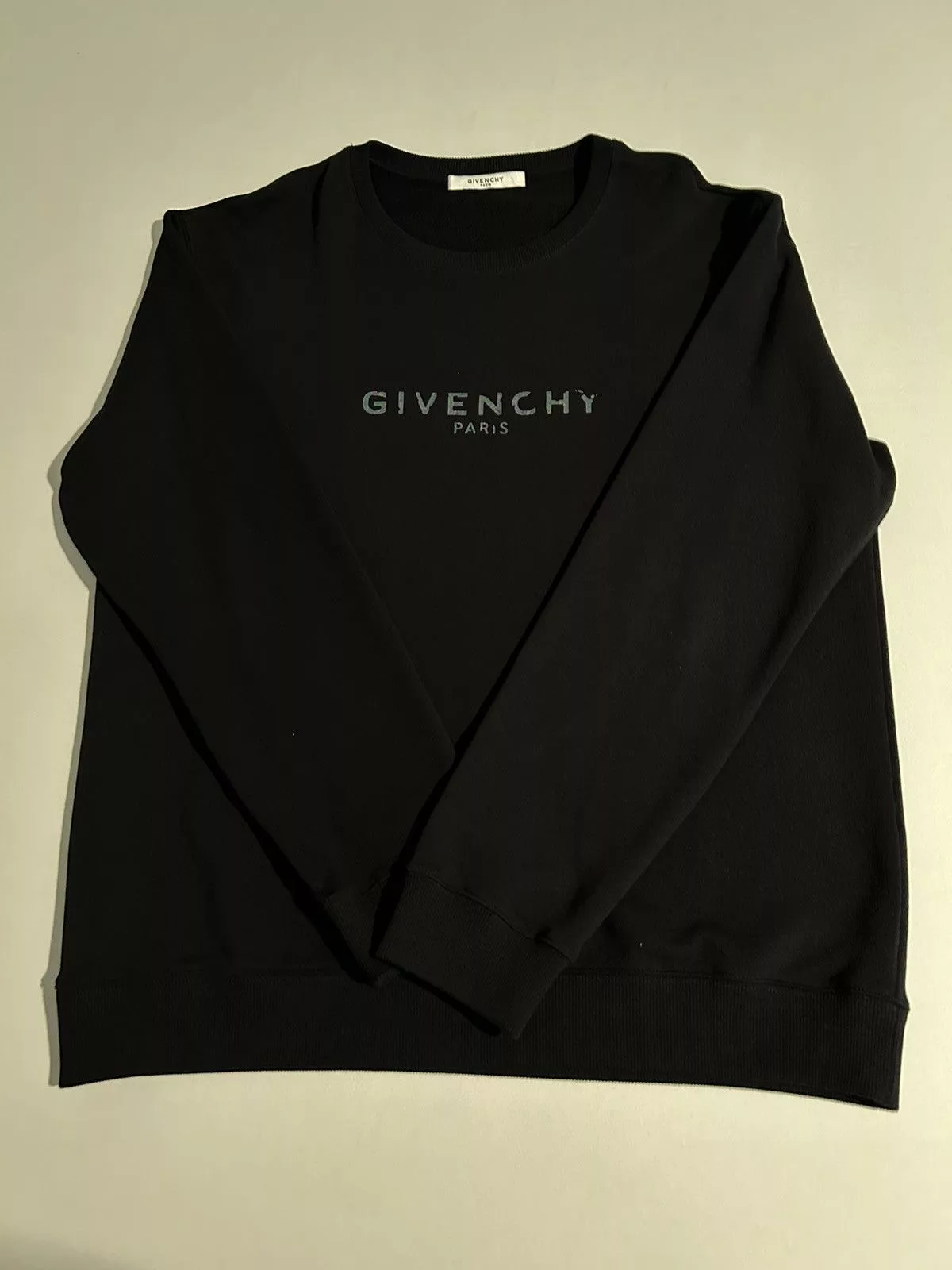 Givenchy Sweatshirts Hoodies Givenchy Green Iridescent Logo Sweatshirt Black