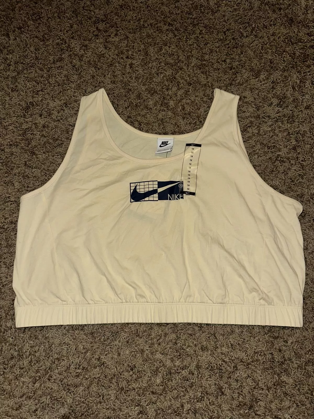 Nike Crop Tops Nike Women's Elastic Band Cotton Beige Crop Tank Top Sample White